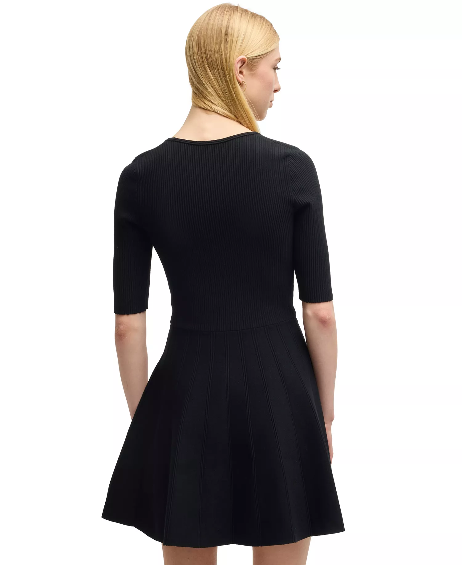 Women's Scoop-Neck Flared Dress - Black - L