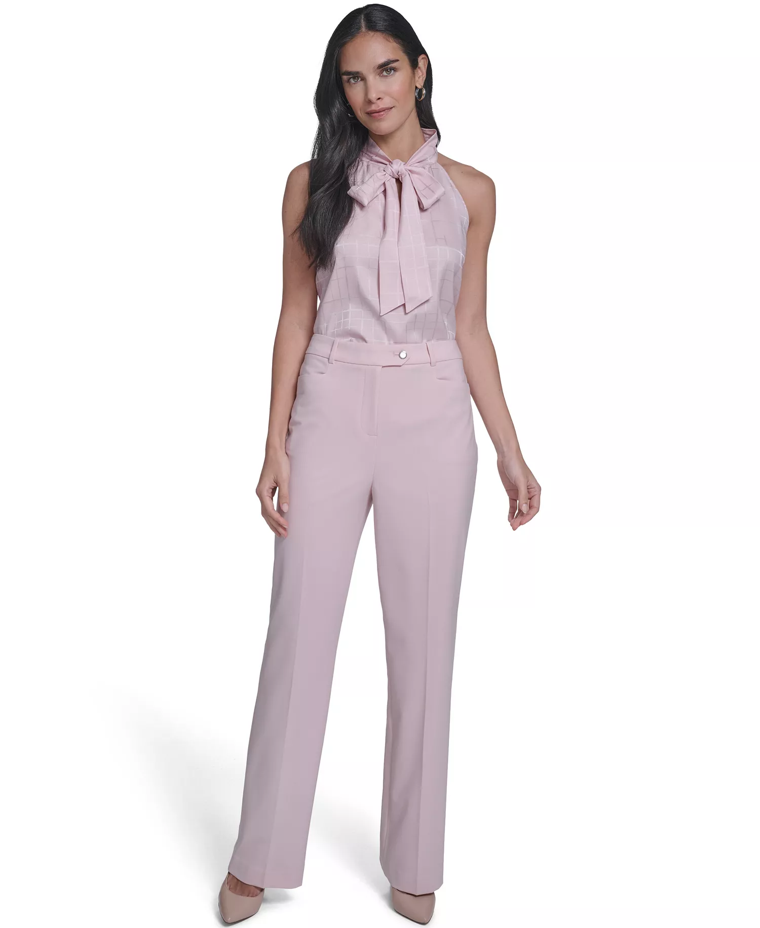 Petite Modern Straight Leg Pants - Latte/Petal Pink - 10P