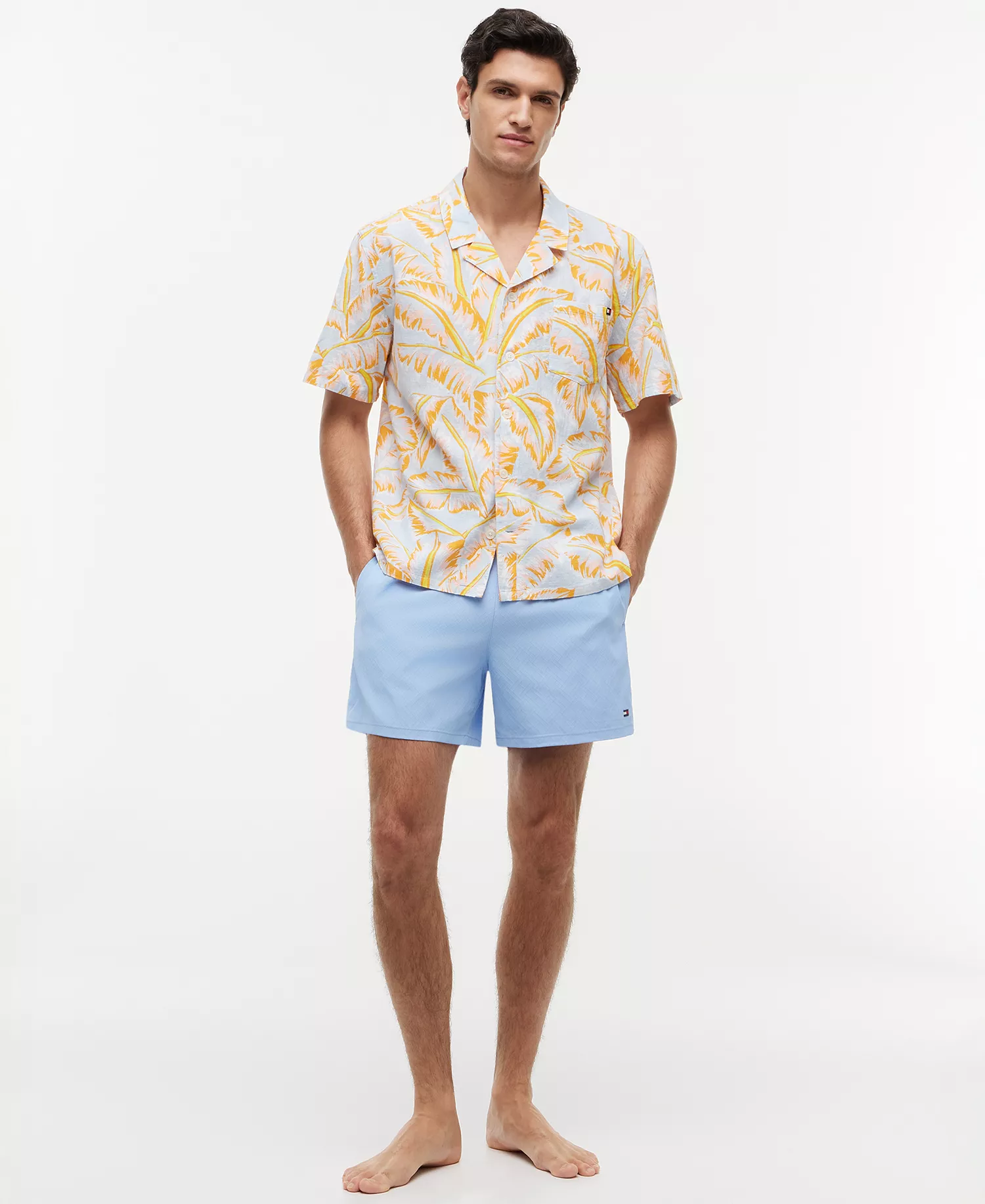 Men's Short-Sleeve Floral Print Woven Shirt - Vintage Banana Leaf Keepsake Blue - 2XL