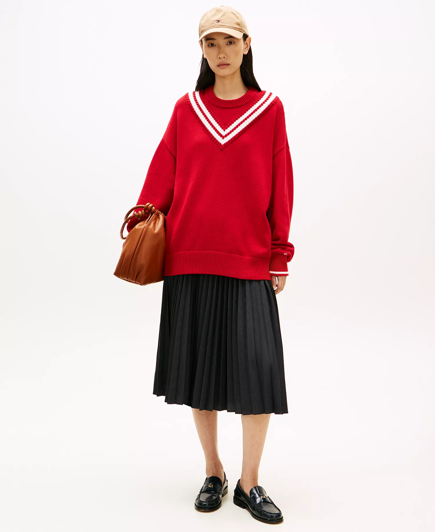 Women's Varsity Cricket Crew Neck Sweater - Medium Red - L