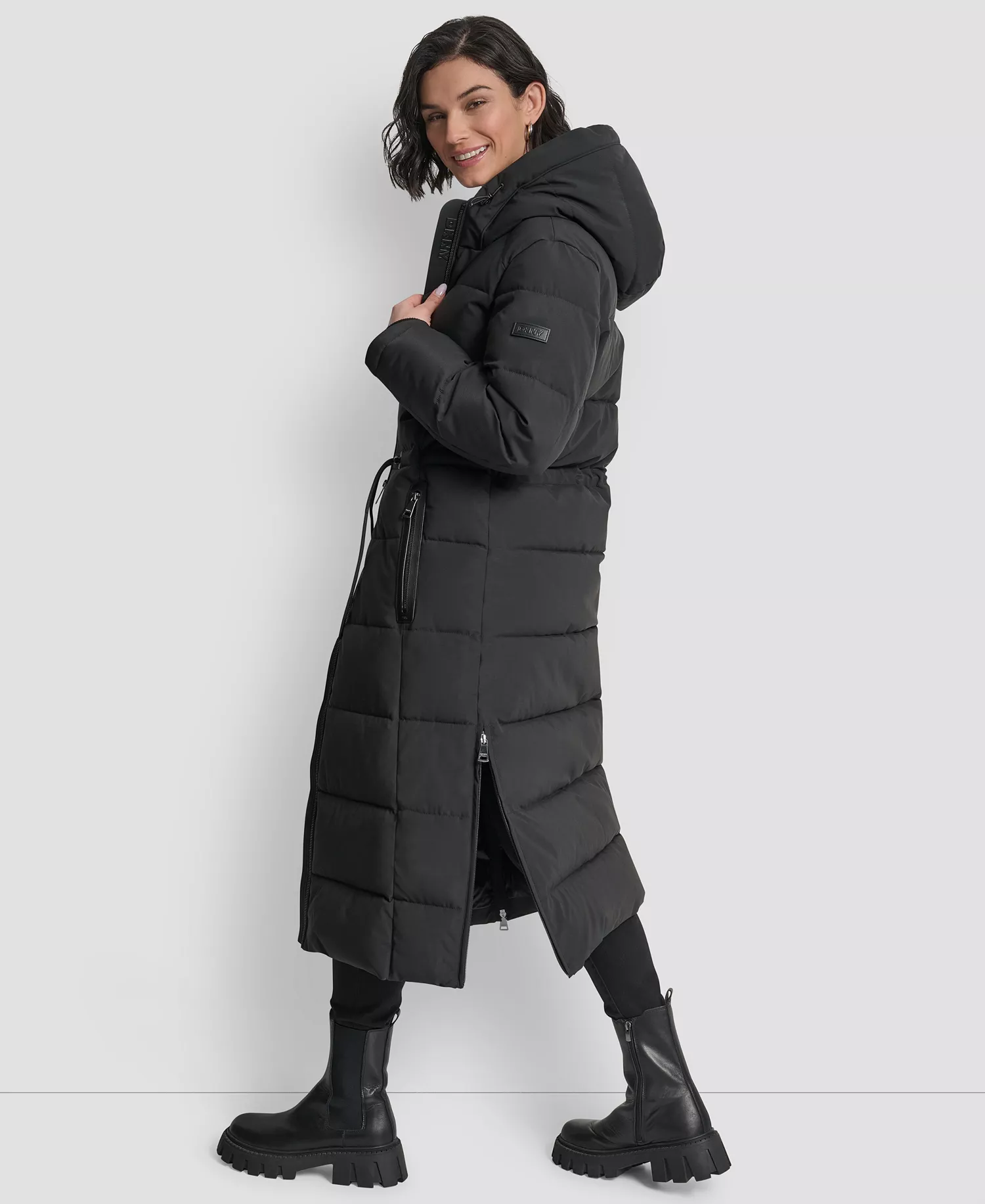 Women's Hooded Anorak Maxi Puffer Coat - Black - L