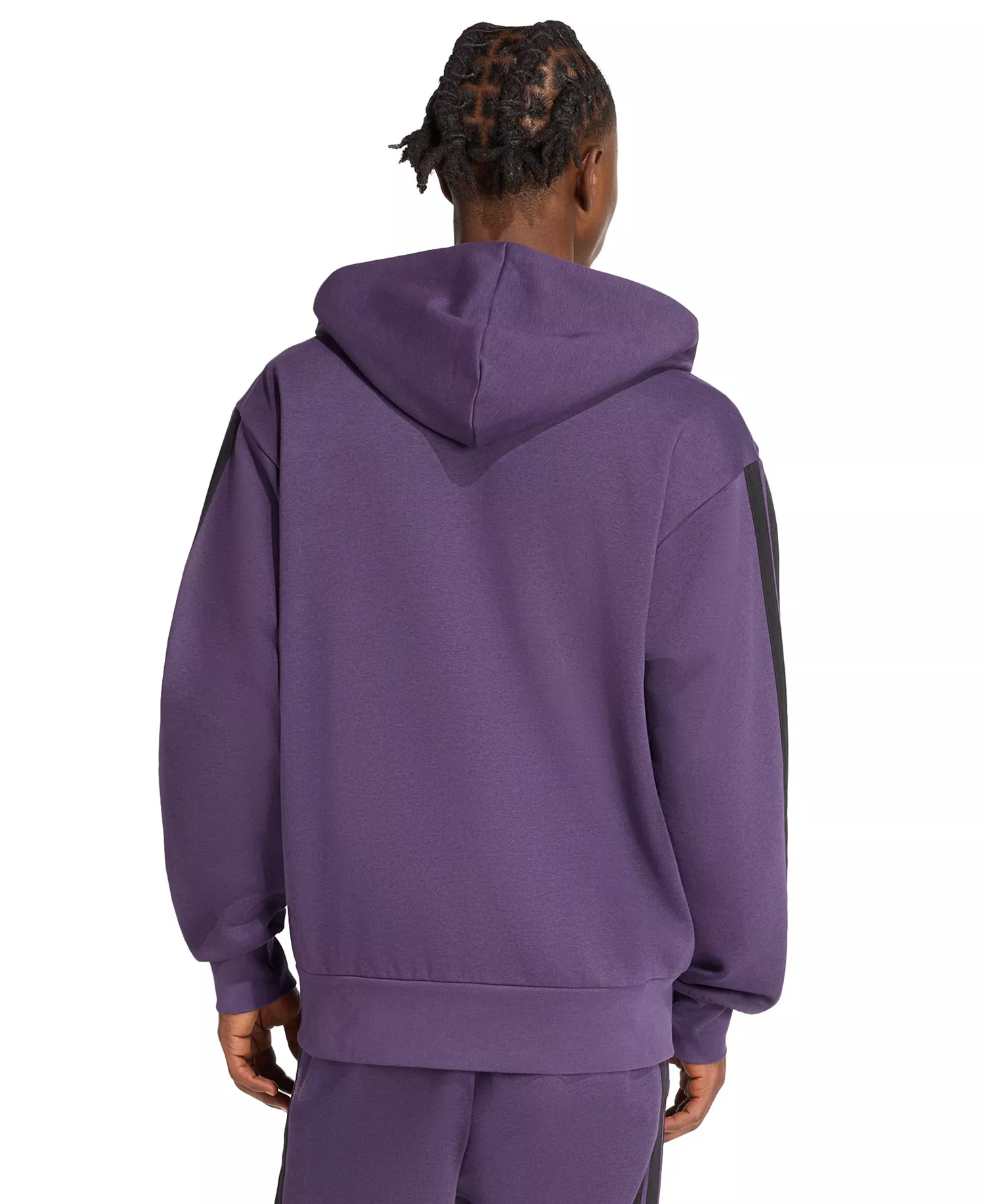 Men's Regular-Fit 3-Stripes Full-Zip Fleece Hoodie  - Aurora Plum/Black - 2XL