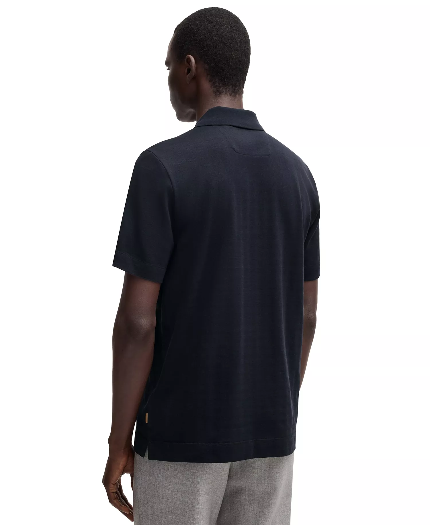 Men's Cotton-Silk Blend Relaxed-Fit Polo Shirt - Dark Blue - 2XL