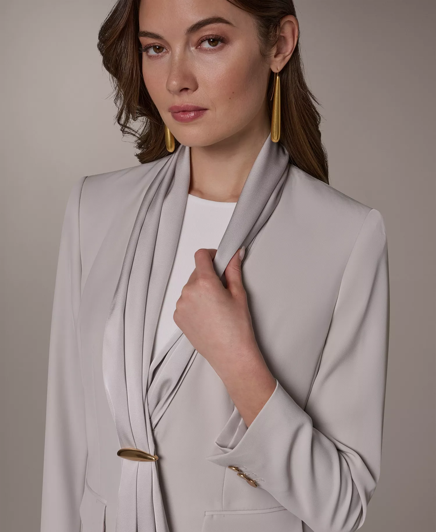 Petite Shawl Collar Long-Sleeve Jacket - Tuscan Grey - 0P