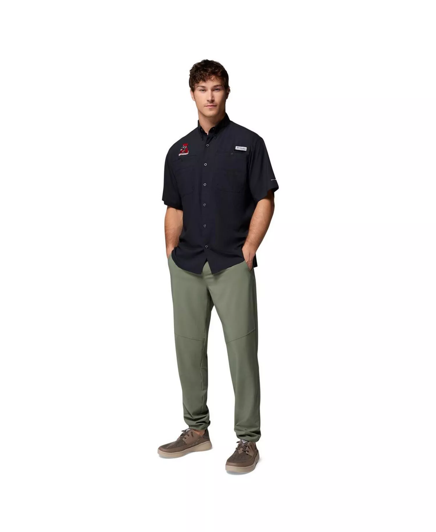 Men's Black Alabama Crimson Tide Tamiami Omni-Shade Button-Down Shirt - Black - L