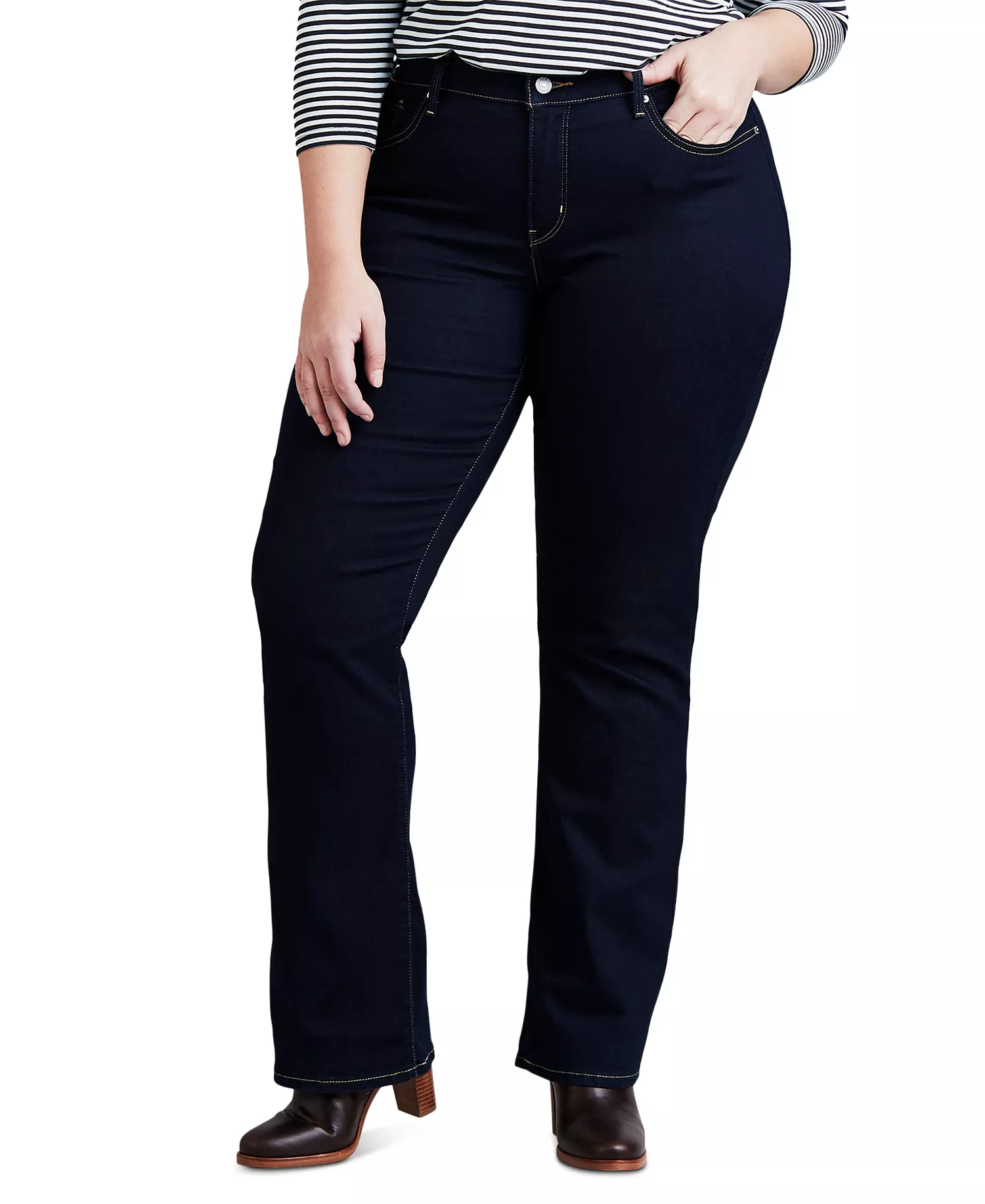 315 Shaping Mid Rise Lightweight Bootcut Jeans - Darkest Sky - 14W