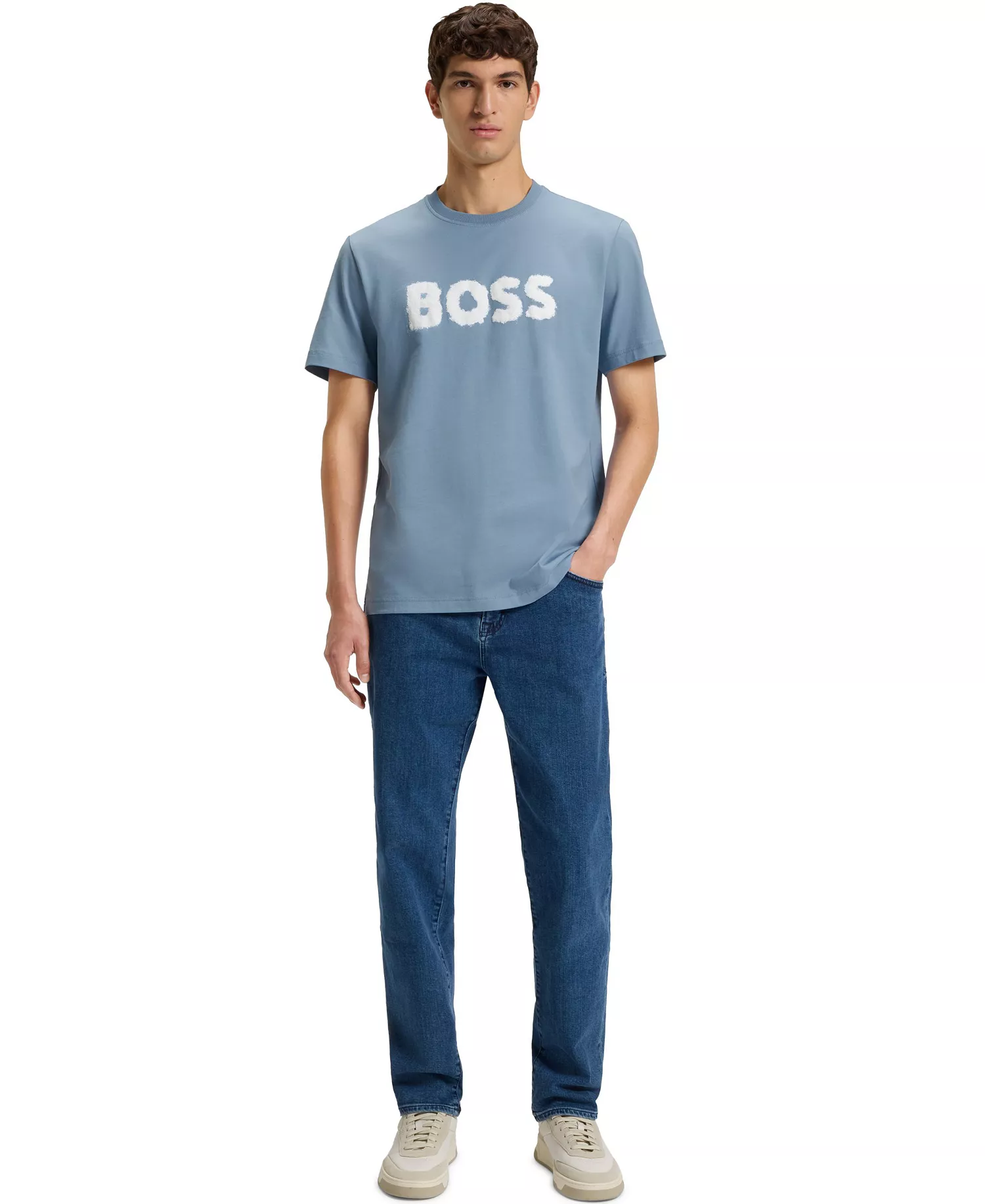 Men's Cotton Regular-Fit Logo T-Shirt - Open Blue - 2XL