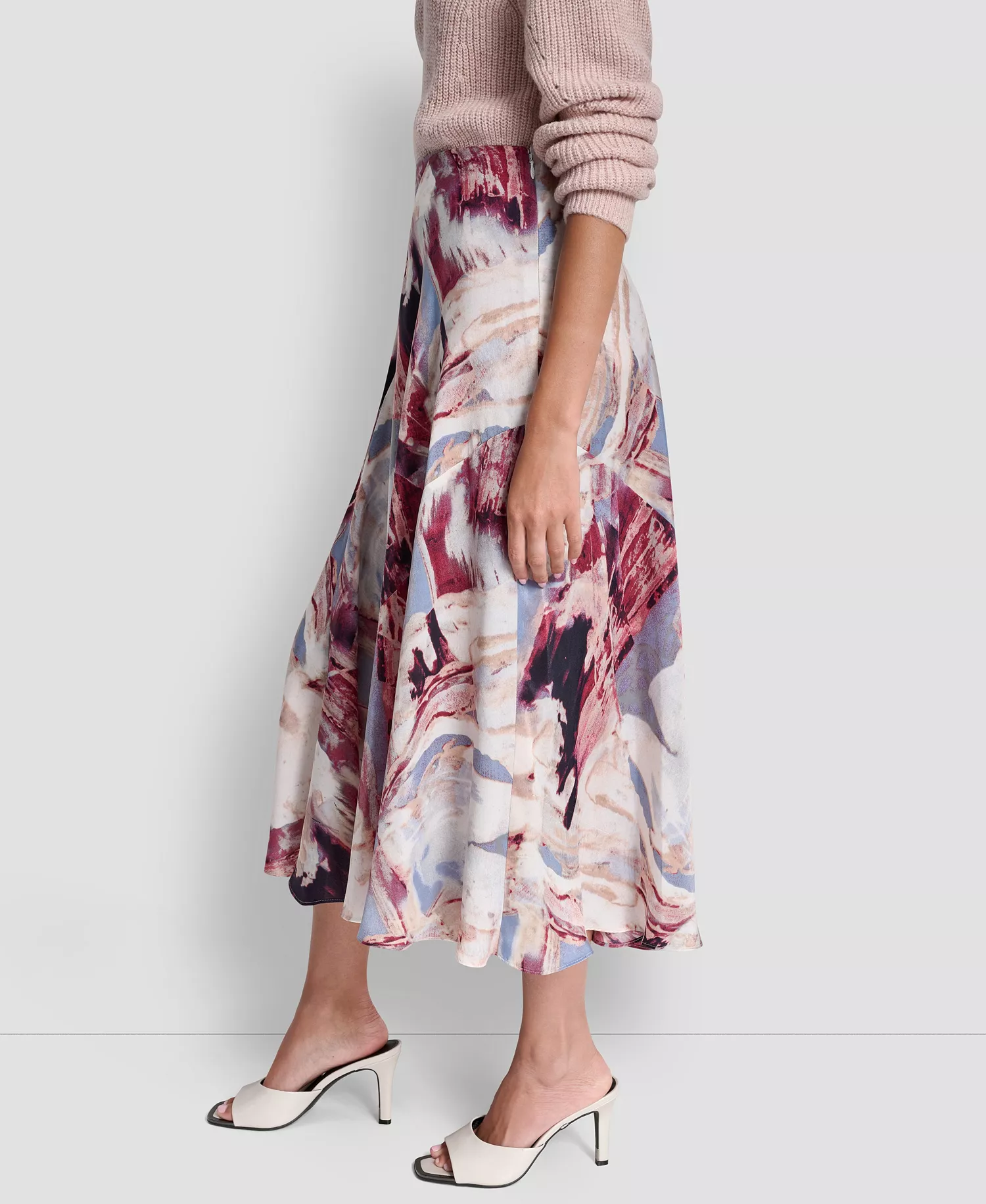 Women's Printed Bias-Cut A-Line Midi Skirt - Lib_urban Sandstorm - L