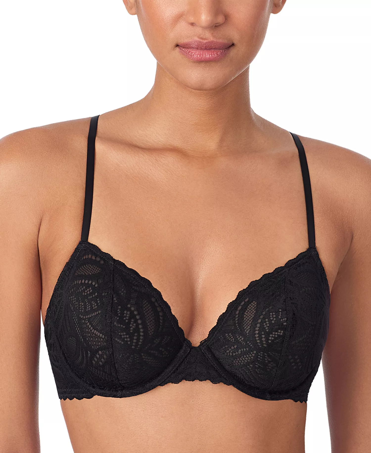 Women's Lace Deco Unlined Underwire Bra DK7552 - Black - 32 - A