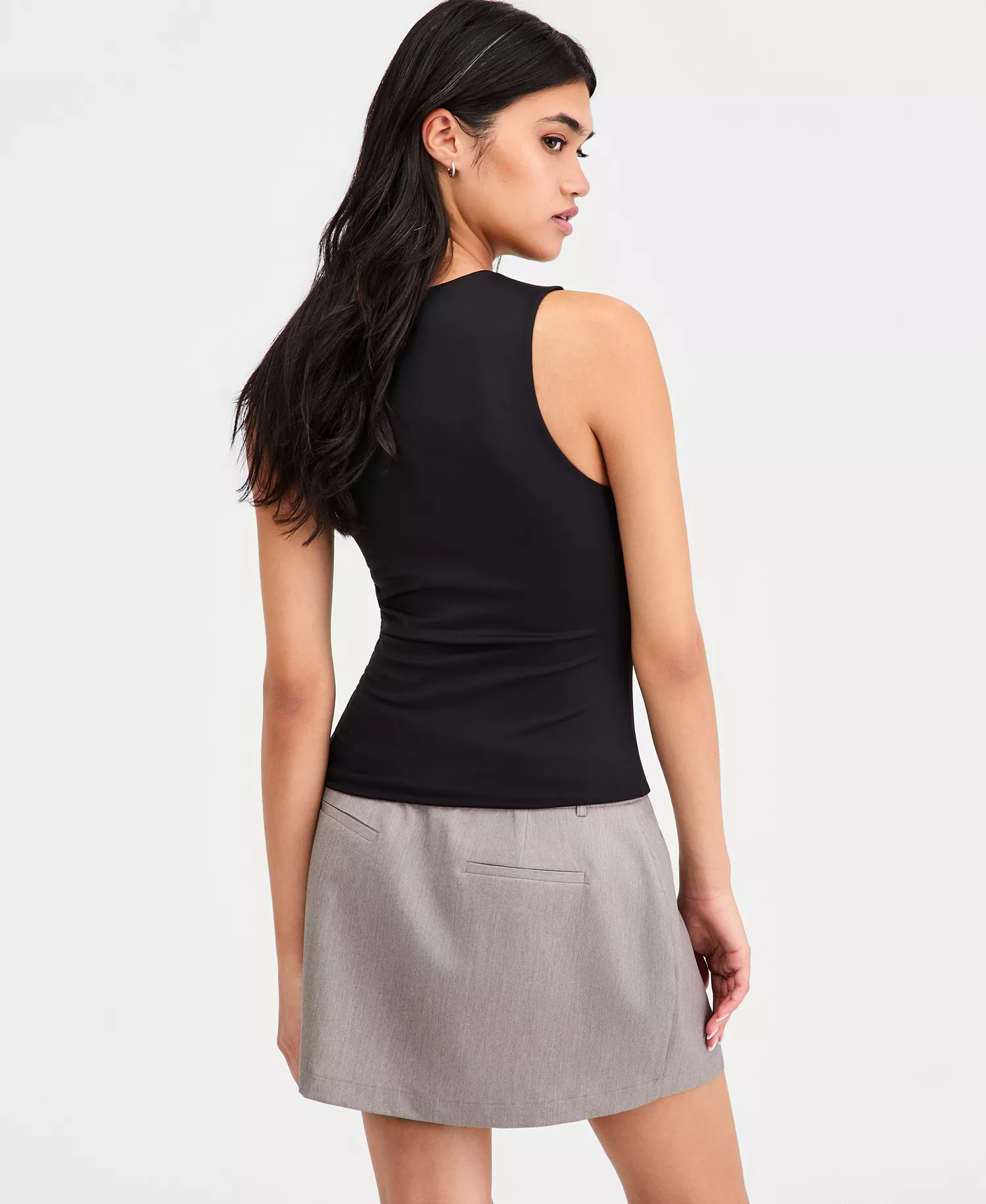 Women's Sleeveless Ruched Top, Macy's Exclusive - Black - L