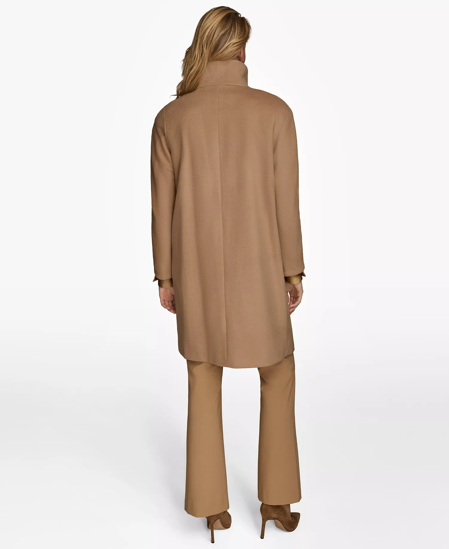 Women's Stand-Collar Single-Breasted Coat - Camel - L