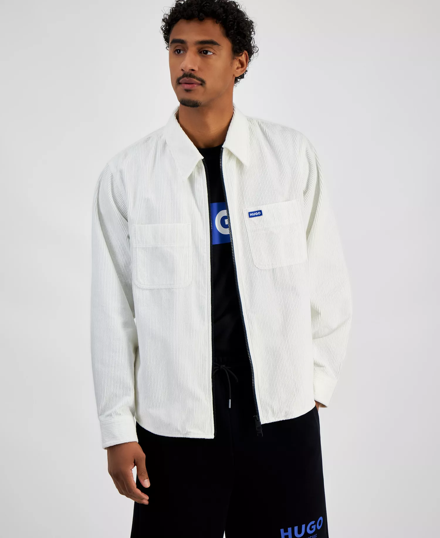 Men's Eblo Zip Front Corduroy Jacket - White - L