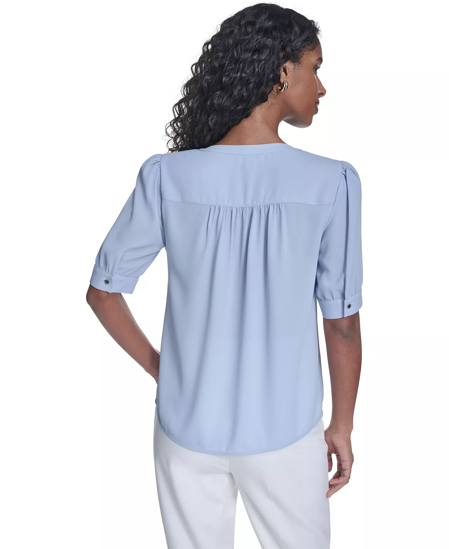 Women's Short-Sleeve Button Front Top - Zen - L