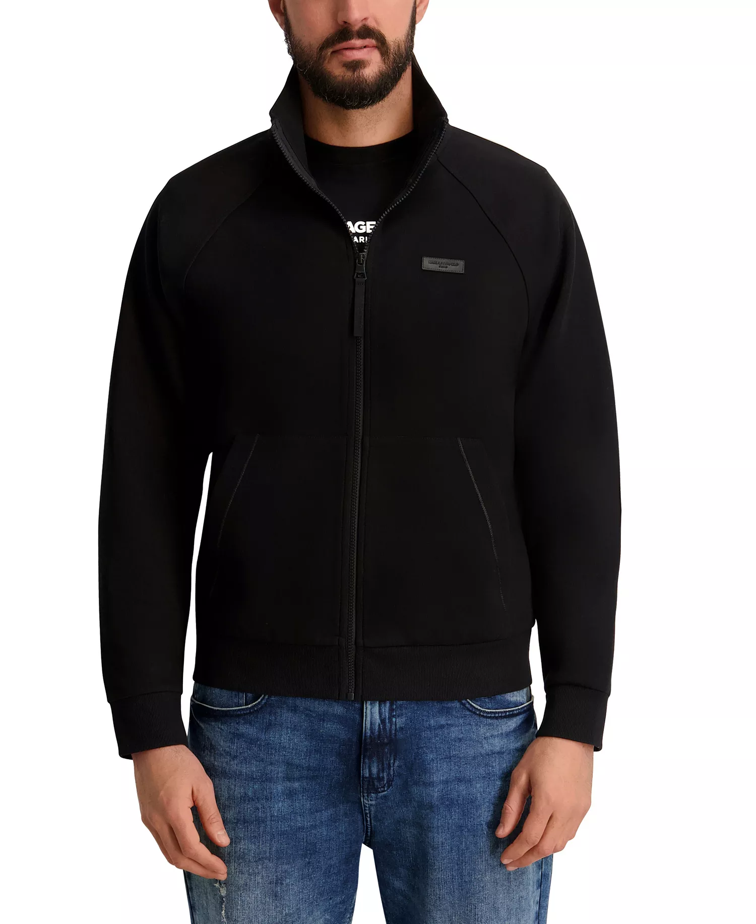 Men's Full-Zip Ponte Track Jacket - Black - 2XL