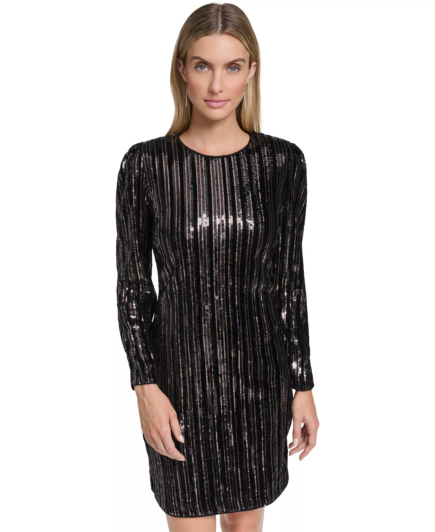 Women's Sequin Detail Dress - Black/Taupe - 16