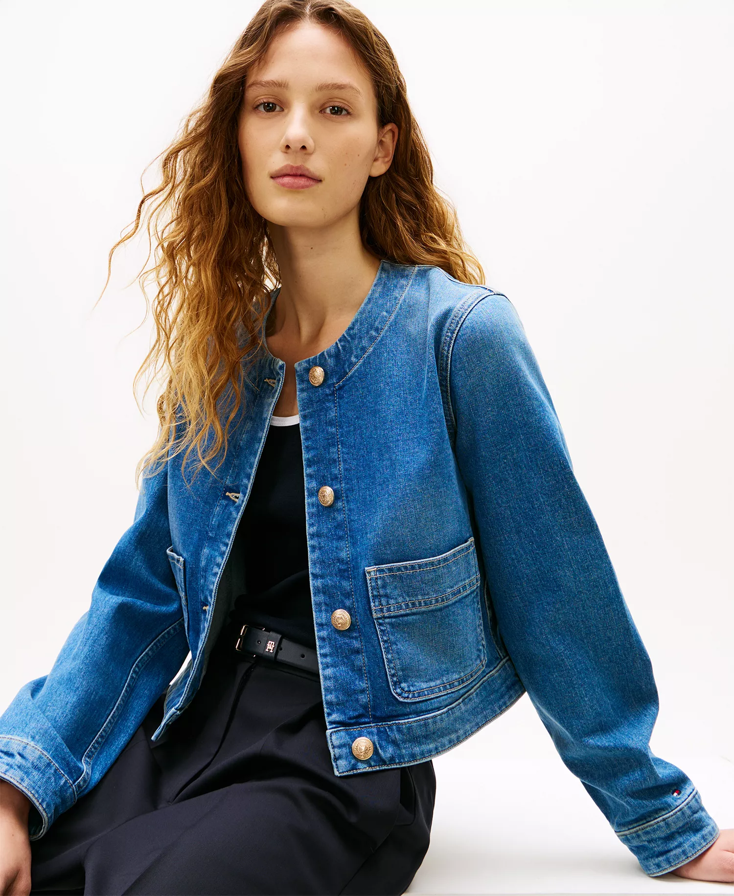 Women's Denim Mid Blue Pocket Lady Jacket - Blue - 10