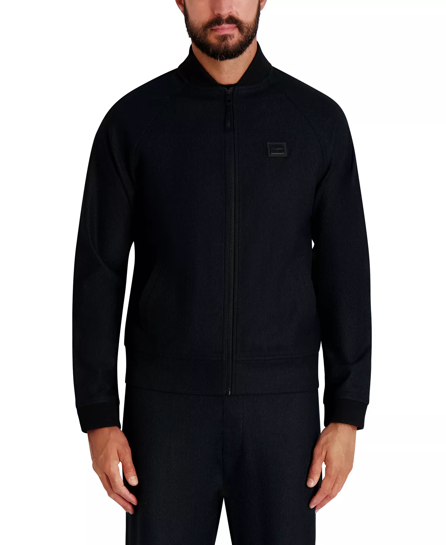 Men's Logo Patch Track Bomber Jacket - Black - 2XL