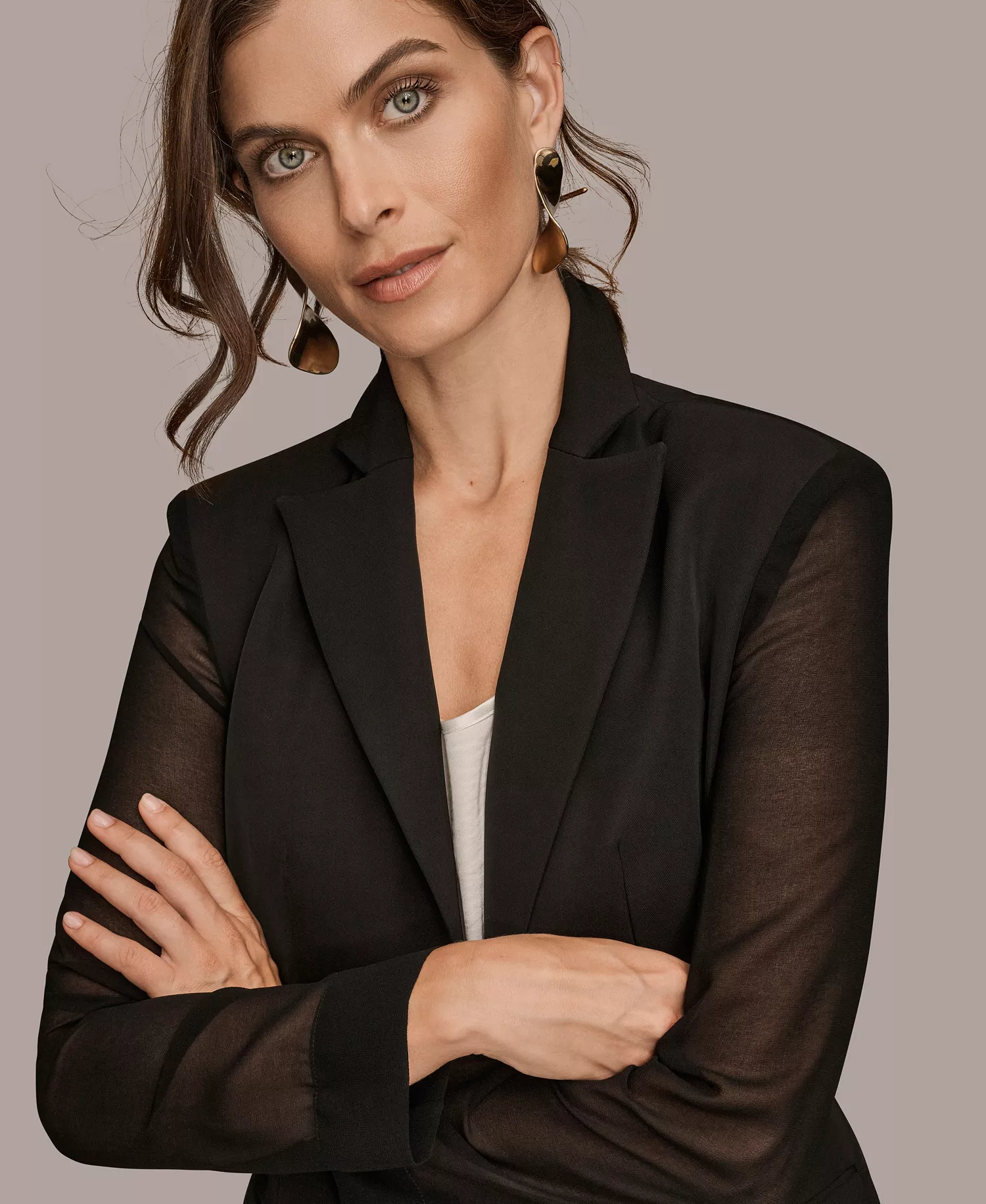 Women's Open Front Collared Jacket, Regular & Petites - Black - 0