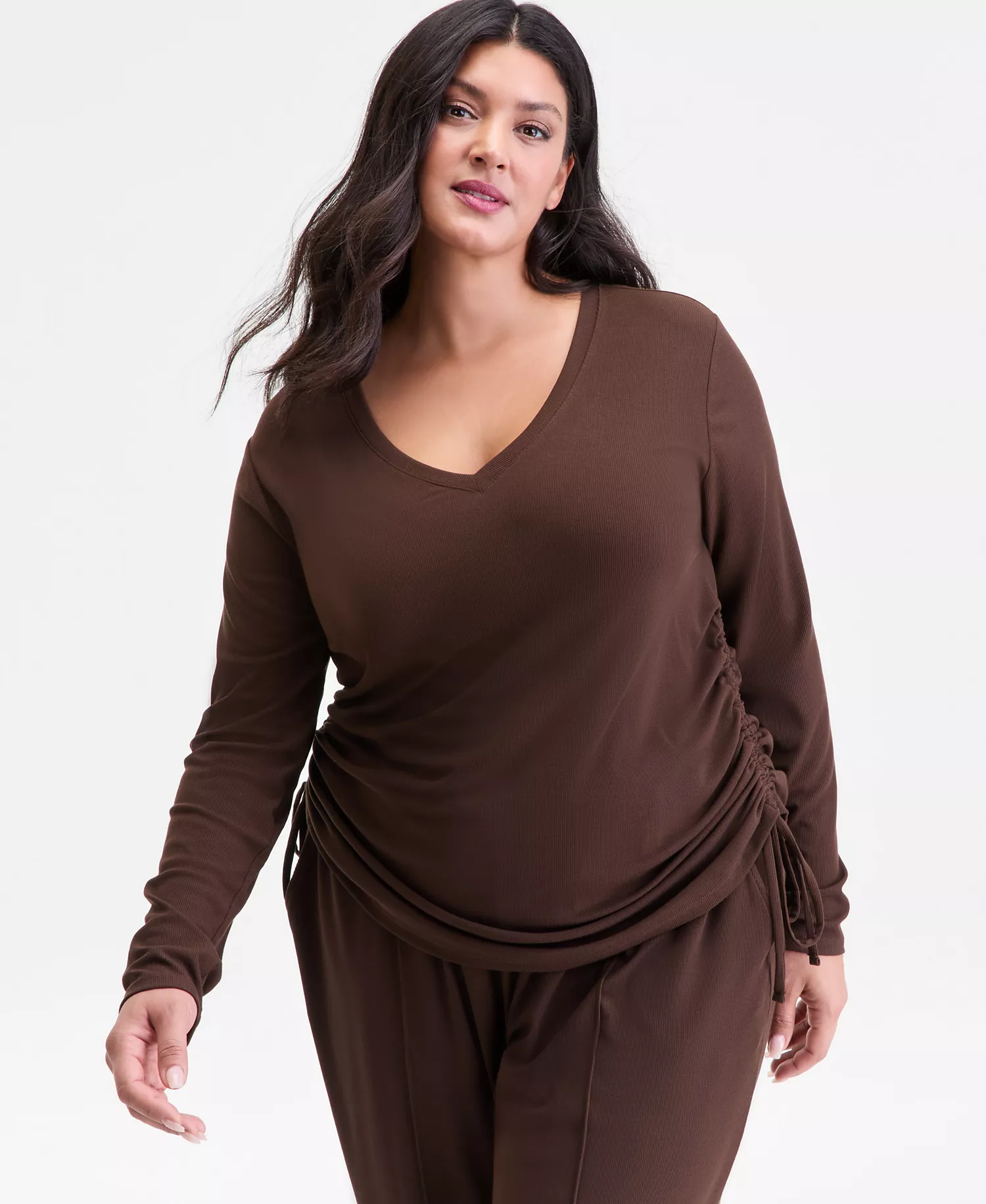 Plus Size Side-Shirred Top, Macy's Exclusive  - Coco Oak - 1X