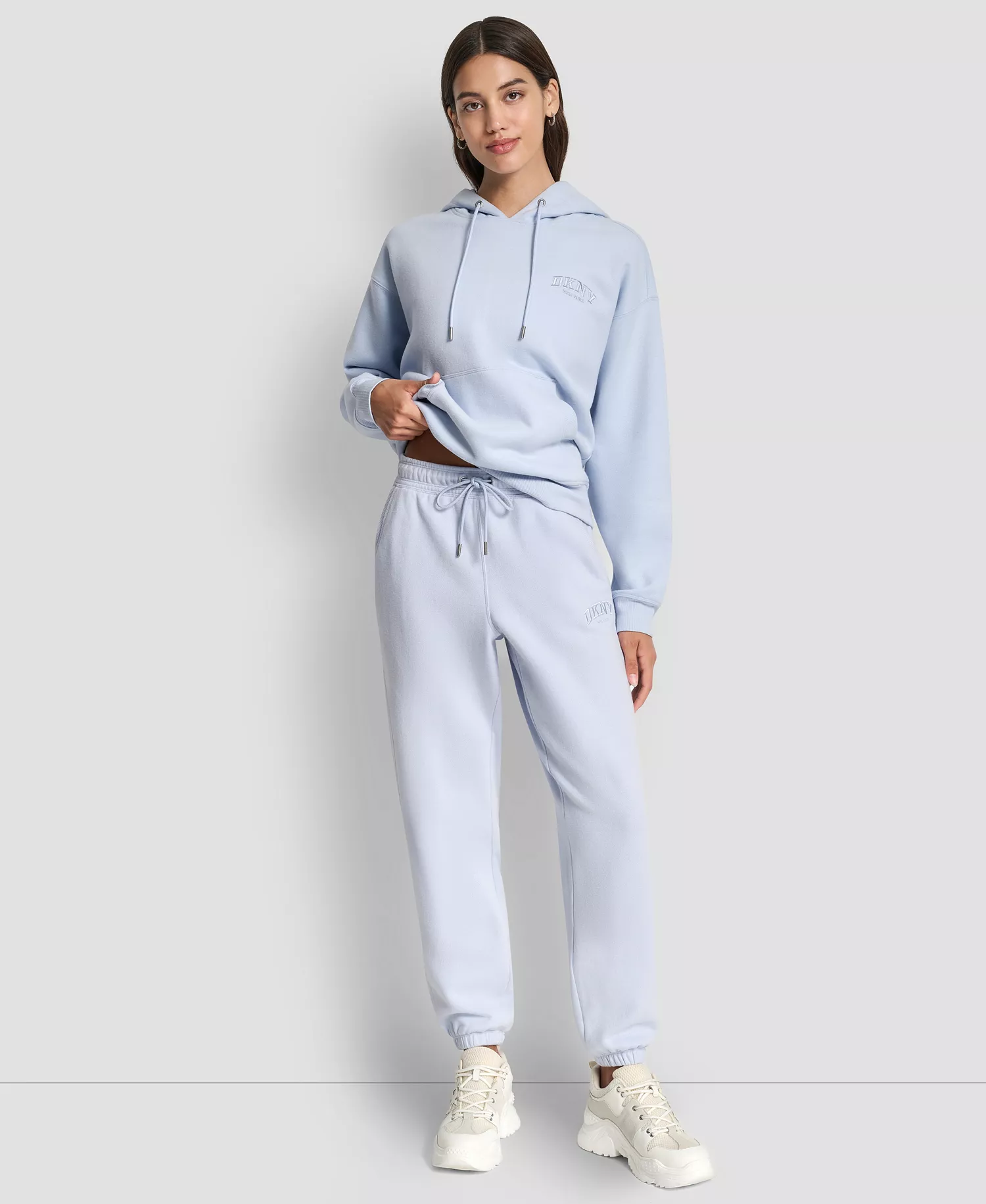 Women's Varsity Embroidered Logo Relaxed Pockets Pull-On Joggers - Frost Blue - L