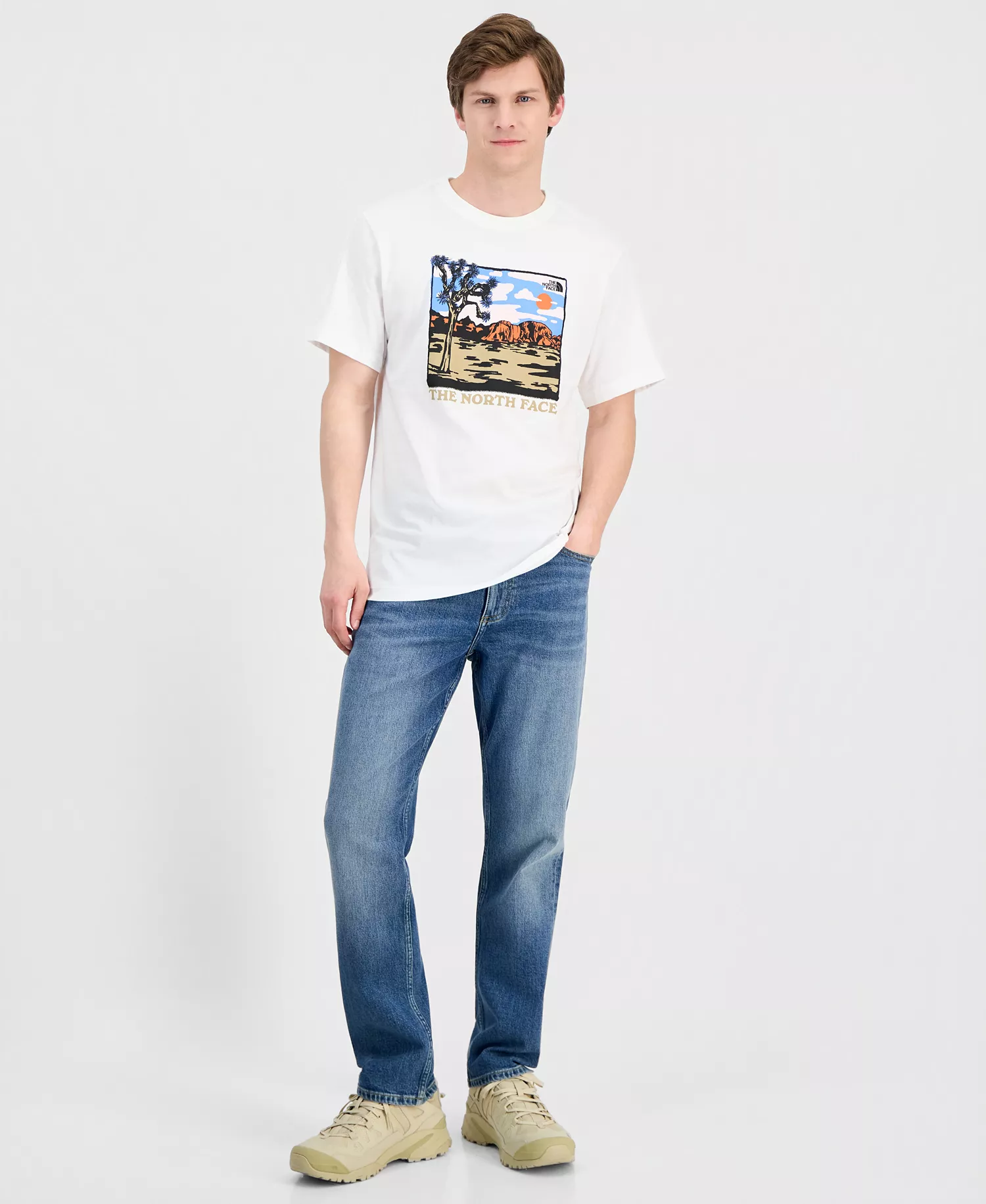 Mens Evolution Desert Graphic Short Sleeve T-Shirt - TNF White - 2XL