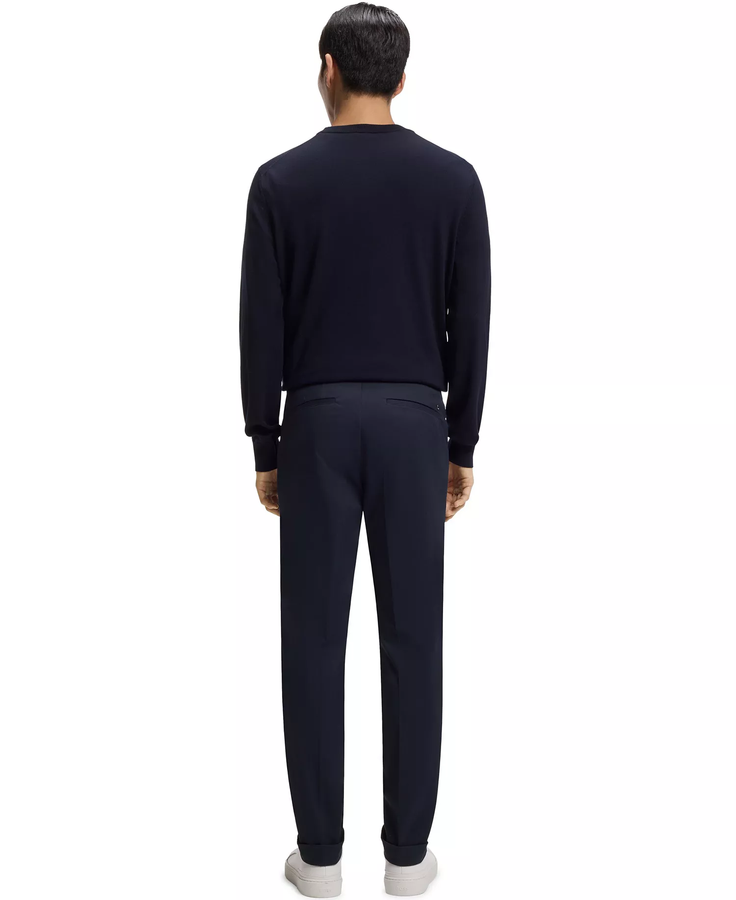 Men's Washable Stretch Cotton Slim-Fit Pants - Dark Blue - 32R