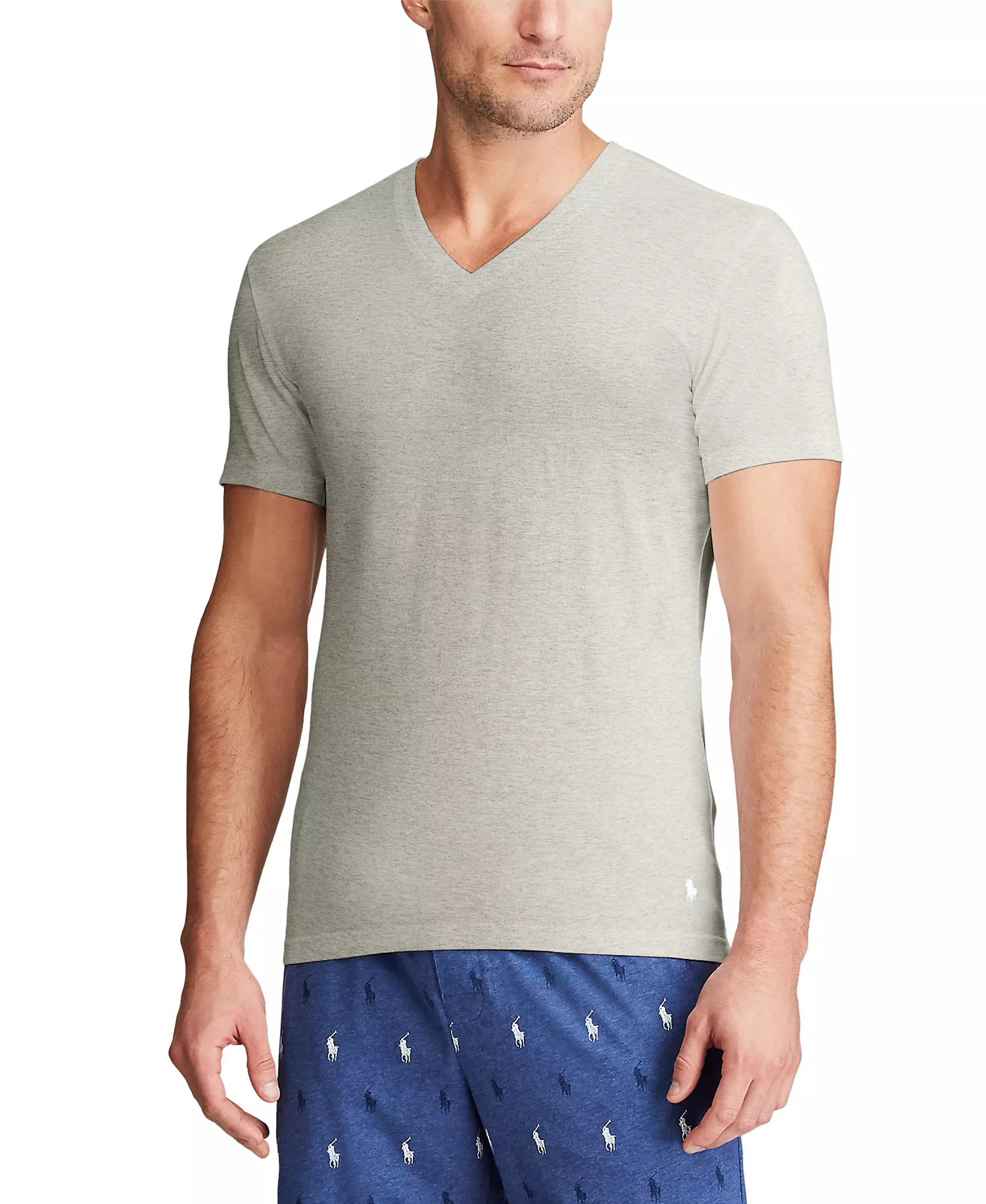 Men's 3-Pack Slim-Fit Stretch V-Neck Undershirts - Polo Black/rl2000 Red/andover Heather/charcoal Heather/polo Black - L