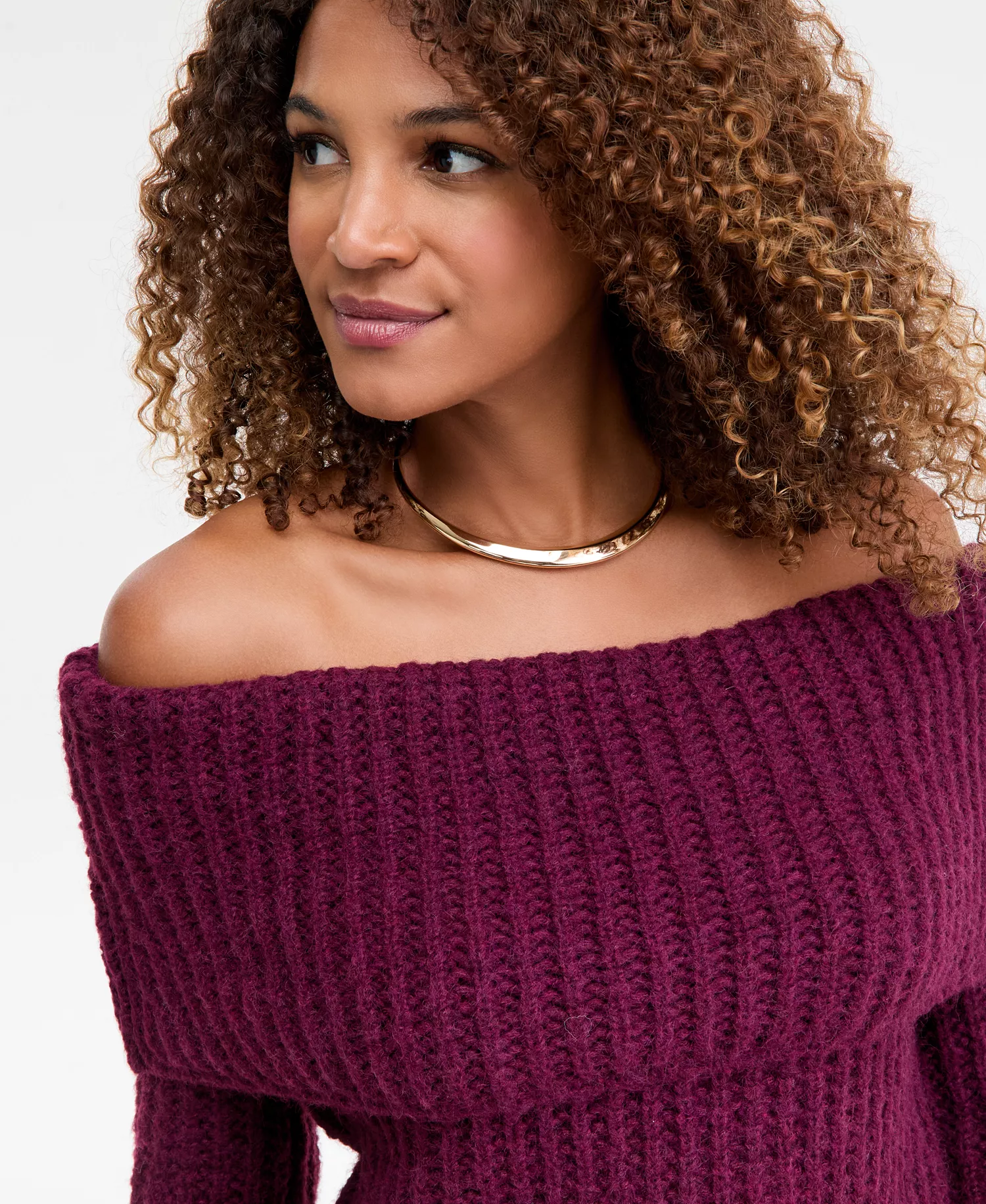 Women's Lofty Off-The-Shoulder Sweater, Macy's Exclusive - Berried Treasre - L