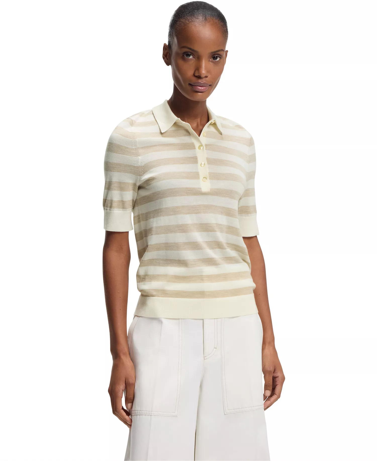 BOSS by Women's Merino Wool Short-Sleeved Sweater - Open - L