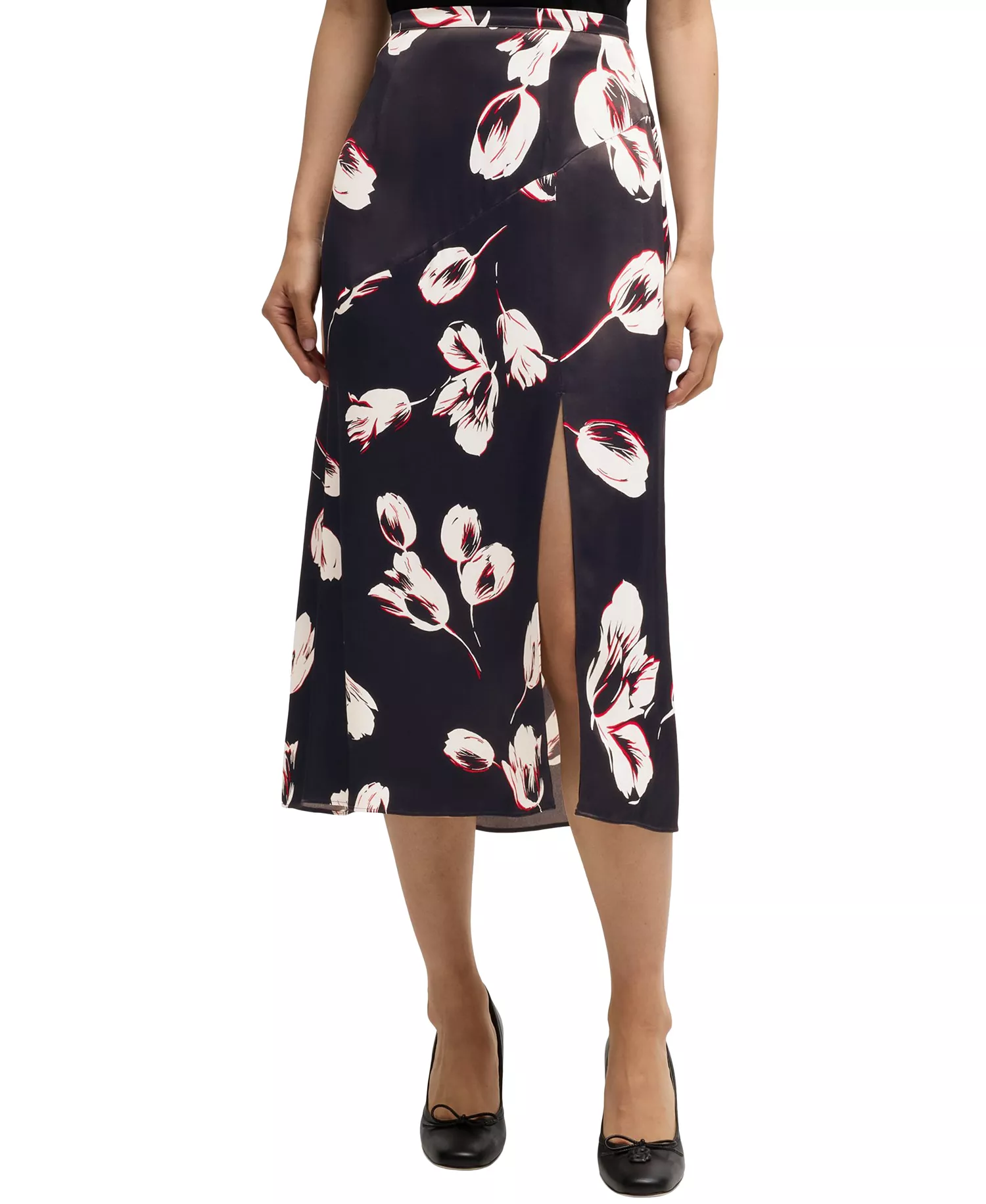 Women's Tulip Print Satin Maxi Skirt - Open Misc - 2
