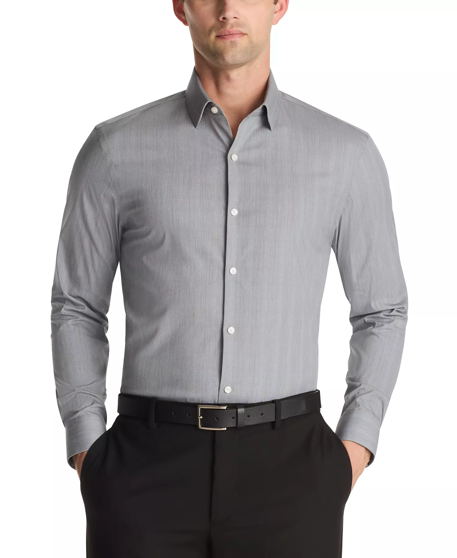 Men's Extra Slim-Fit Dress Shirt - Gray - 14-14.5 32-33