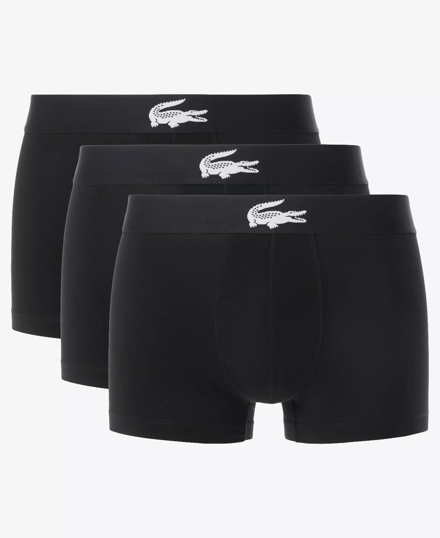 Men's Elastic Waistband Trunks, 3-Pack - Black - L