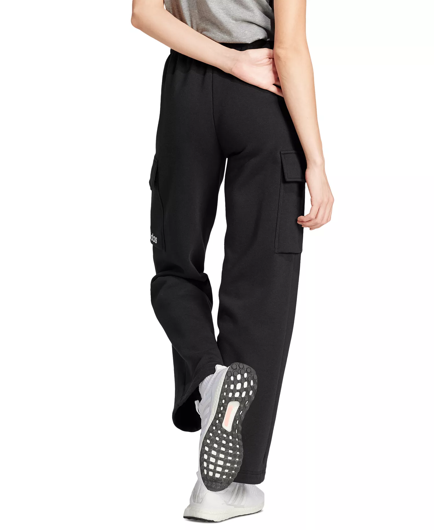 Women's Essentials Fleece Cargo Sweatpants - Black/white - 2XL