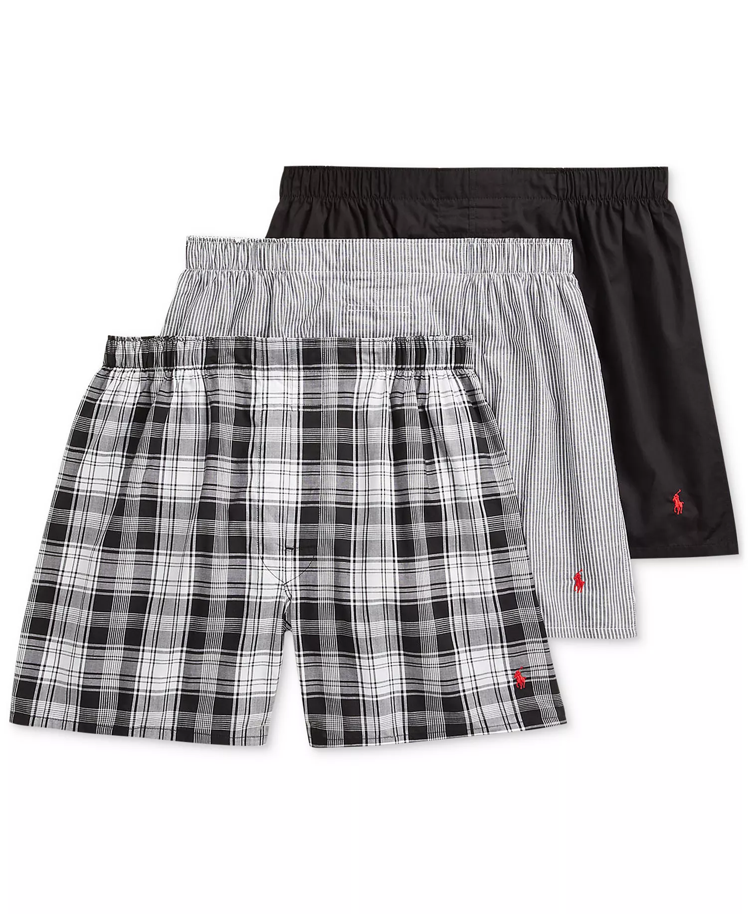 Men's 3-Pack Classic Woven Cotton Boxers - Bengal Stripe / Stockton / Polo Black - L