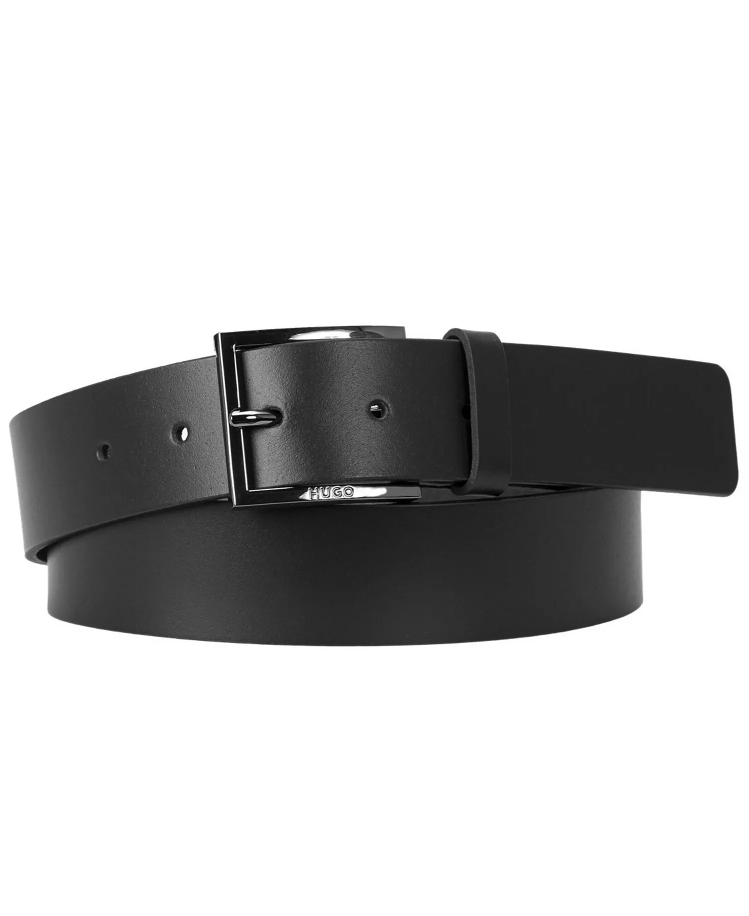 Men's Embossed Logo Leather Belt - Black - 30