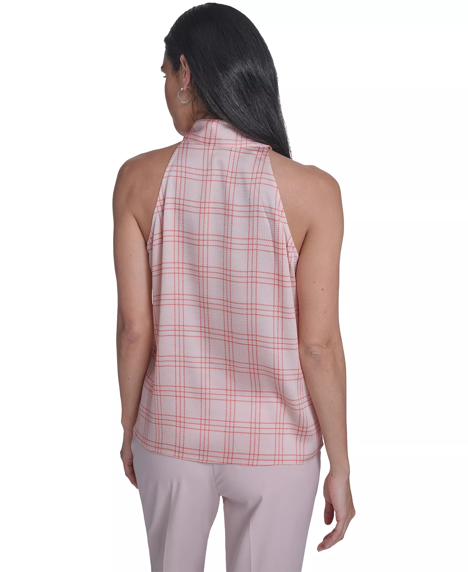 Women's Sleeveless Tie-Neck Top - Petal/porcelain Rose - L