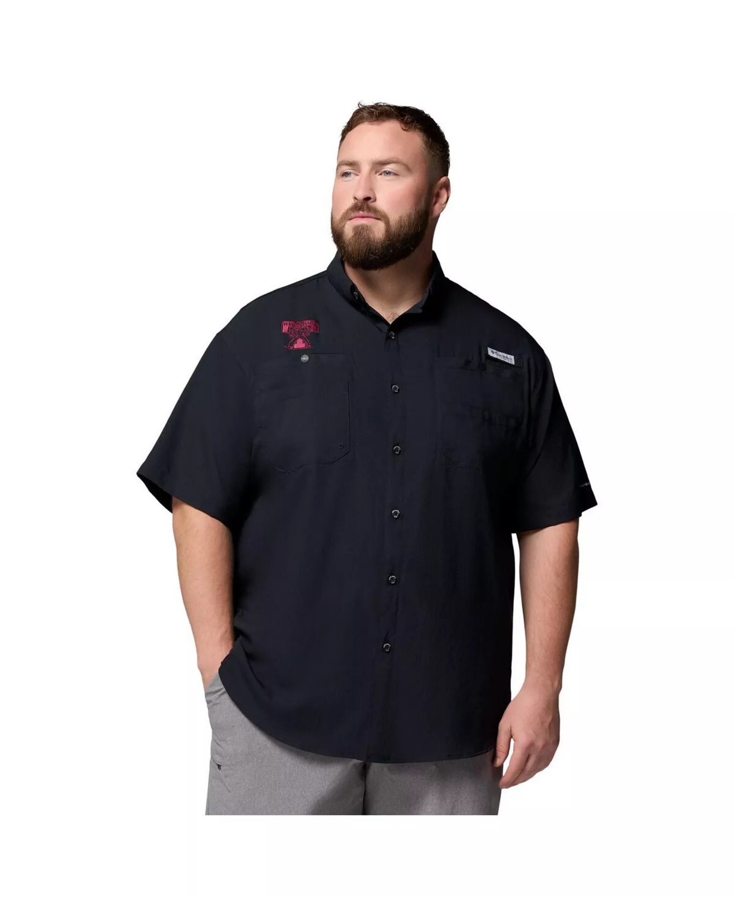Men's Black Texas A&M Aggies Big Tall Tamiami Omni-Shade Button-Down Shirt - Black - 5XT