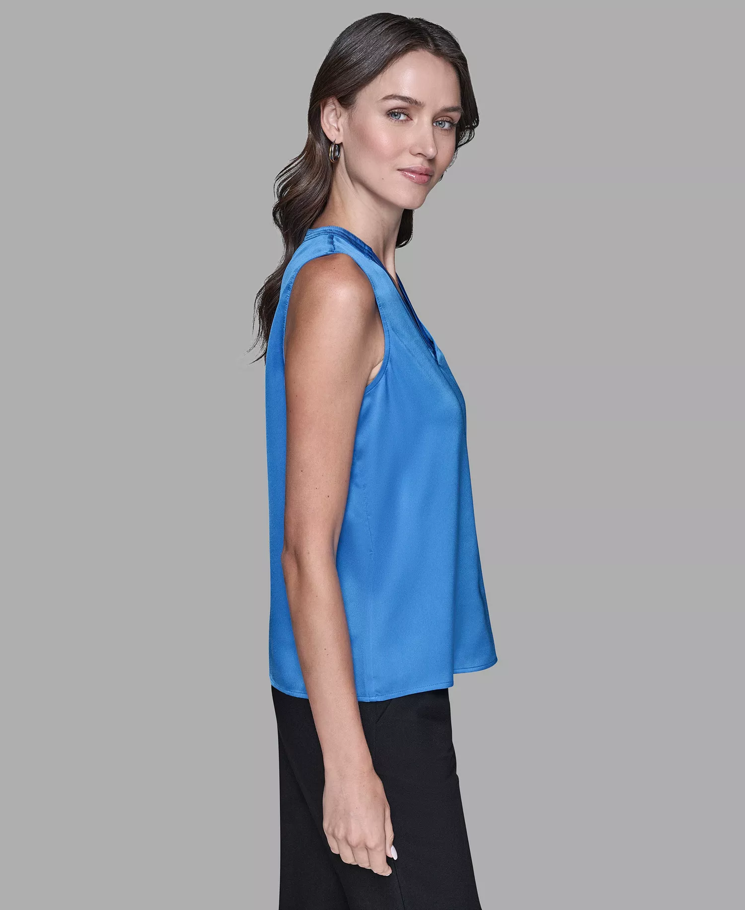 Women's Sleeveless V-Neck Top - French Blue - L