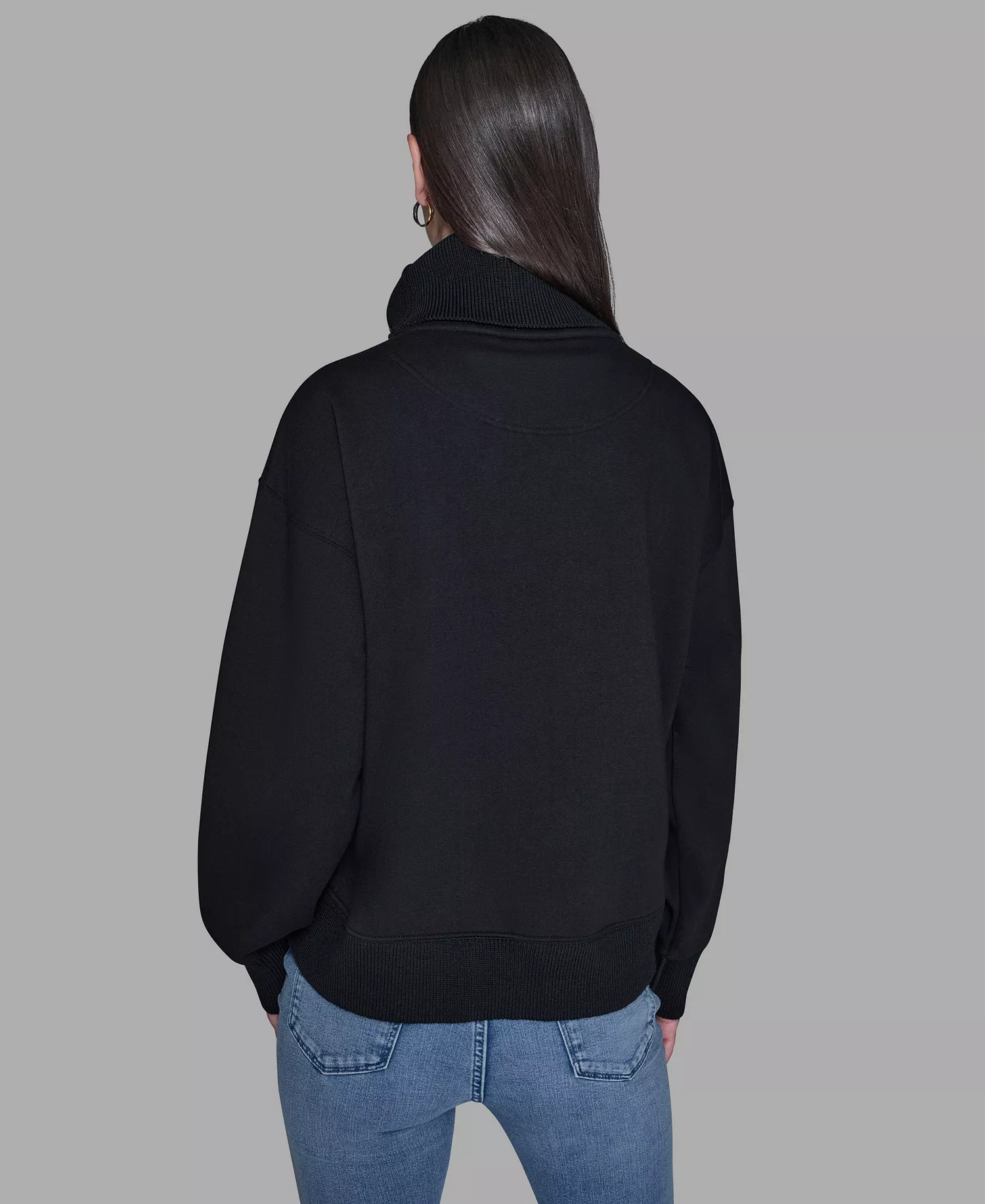 Women's Turtleneck Printed Sweater - Black - L