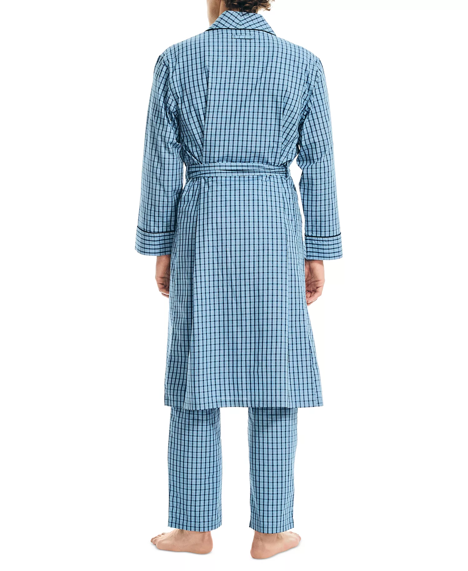 Men's Woven Plaid Robe - Cornflower Blue - S/M