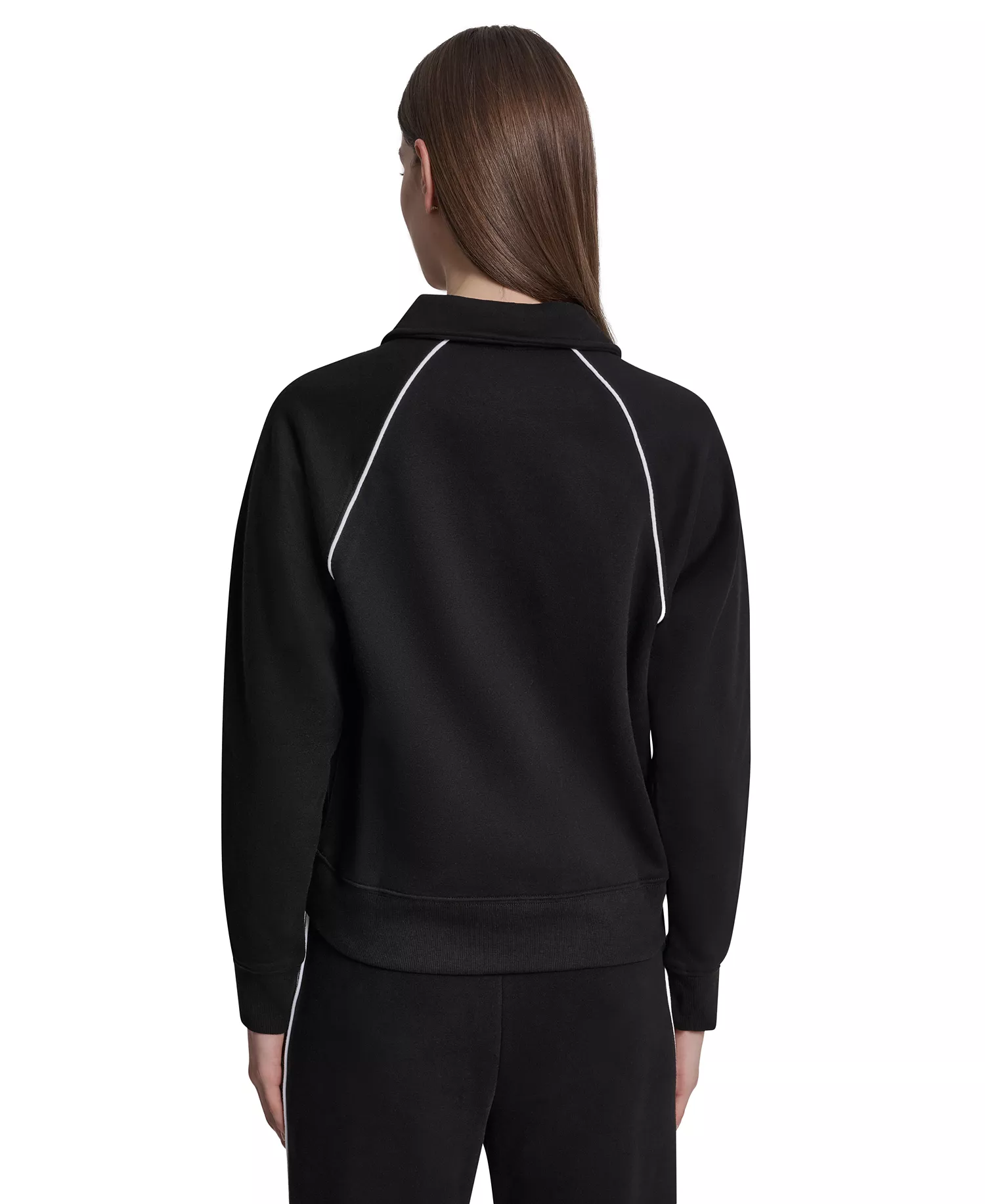 Women's HD Logo Piped Polo Sweatshirt - Black/White - L