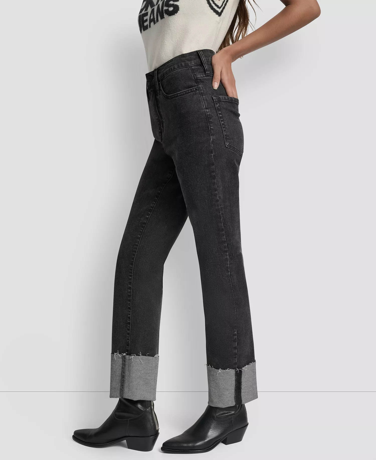 Women's High-Rise Classic Cuffed Straight-Leg Jeans - Anchor - 24