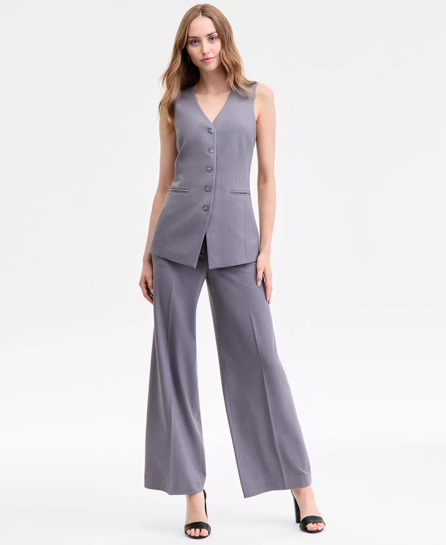 Petite Women's Long-Line Vest - Heather Grey - 10P
