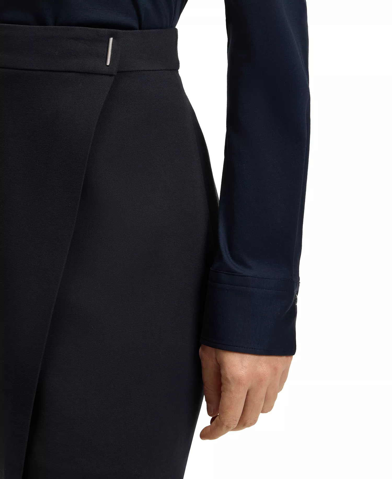 Women's Wrap Front Crepe Mini Skirt - Dark Blue - 12