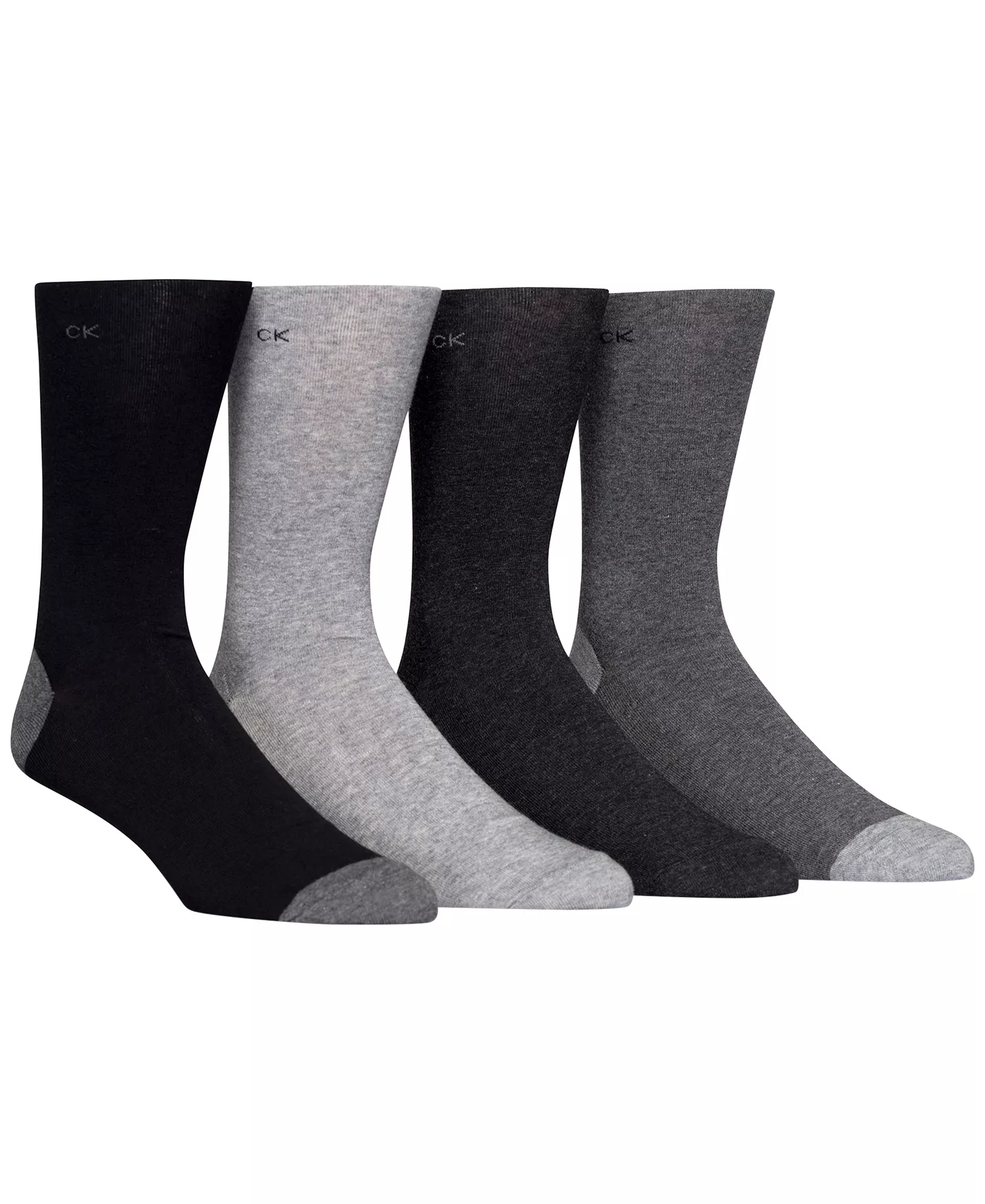 Men's Heel Toe Socks 4-Pack  - Grey Assorted - 7-12