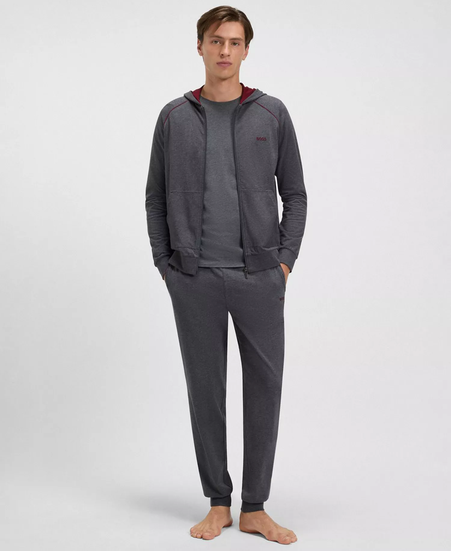 Men's Mix and Match Hooded Jacket - Dark Gray - L