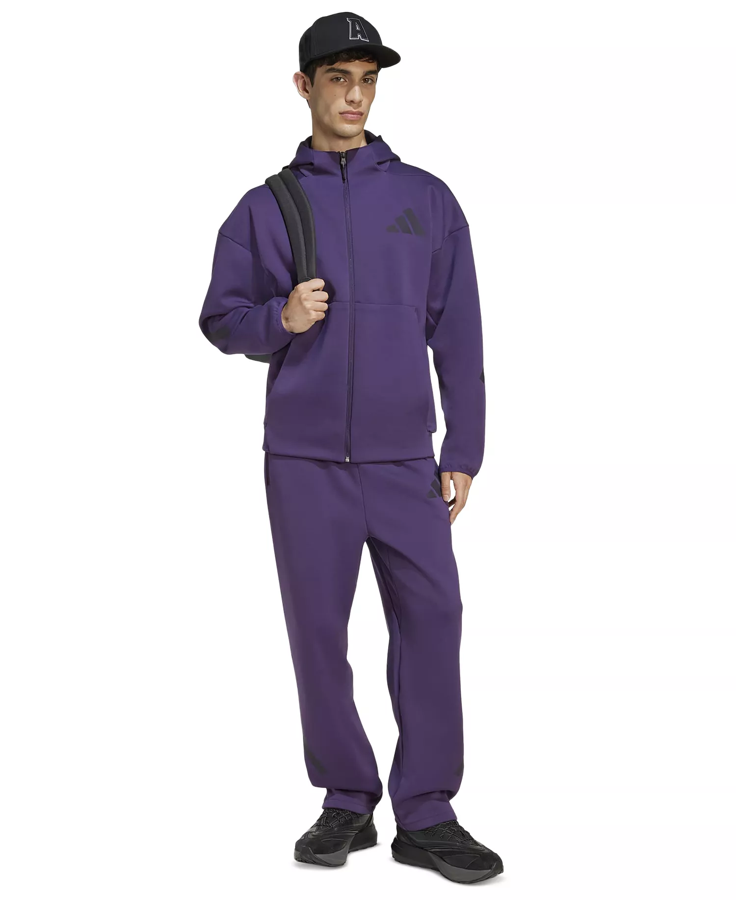 Men's Z.N.E. Full-Zip Hooded Sportswear Track Jacket - Dark Purple - L