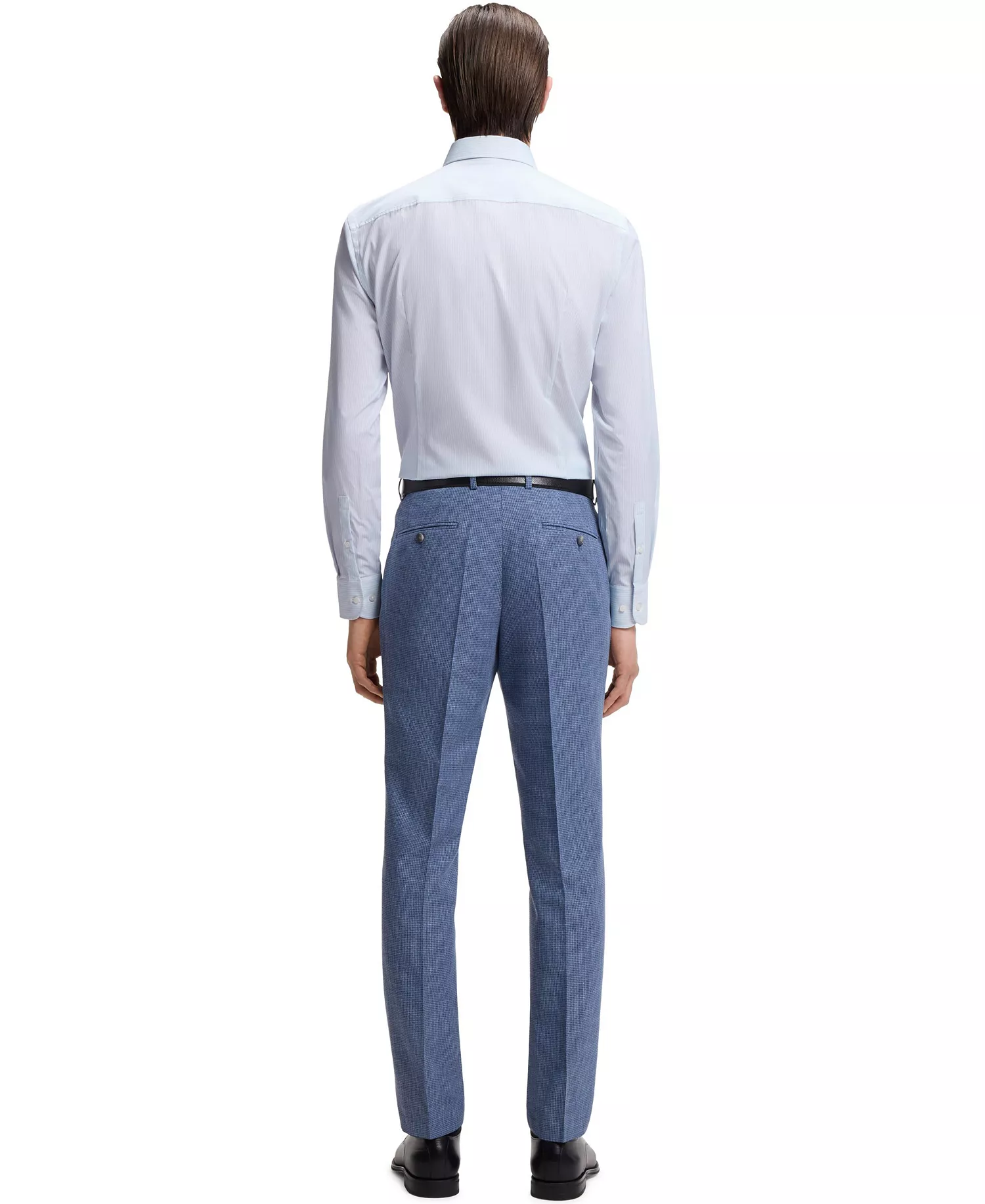 BOSS by Men's Striped Performance-Stretch Slim-Fit Dress Shirt - Open Blue - 14.5