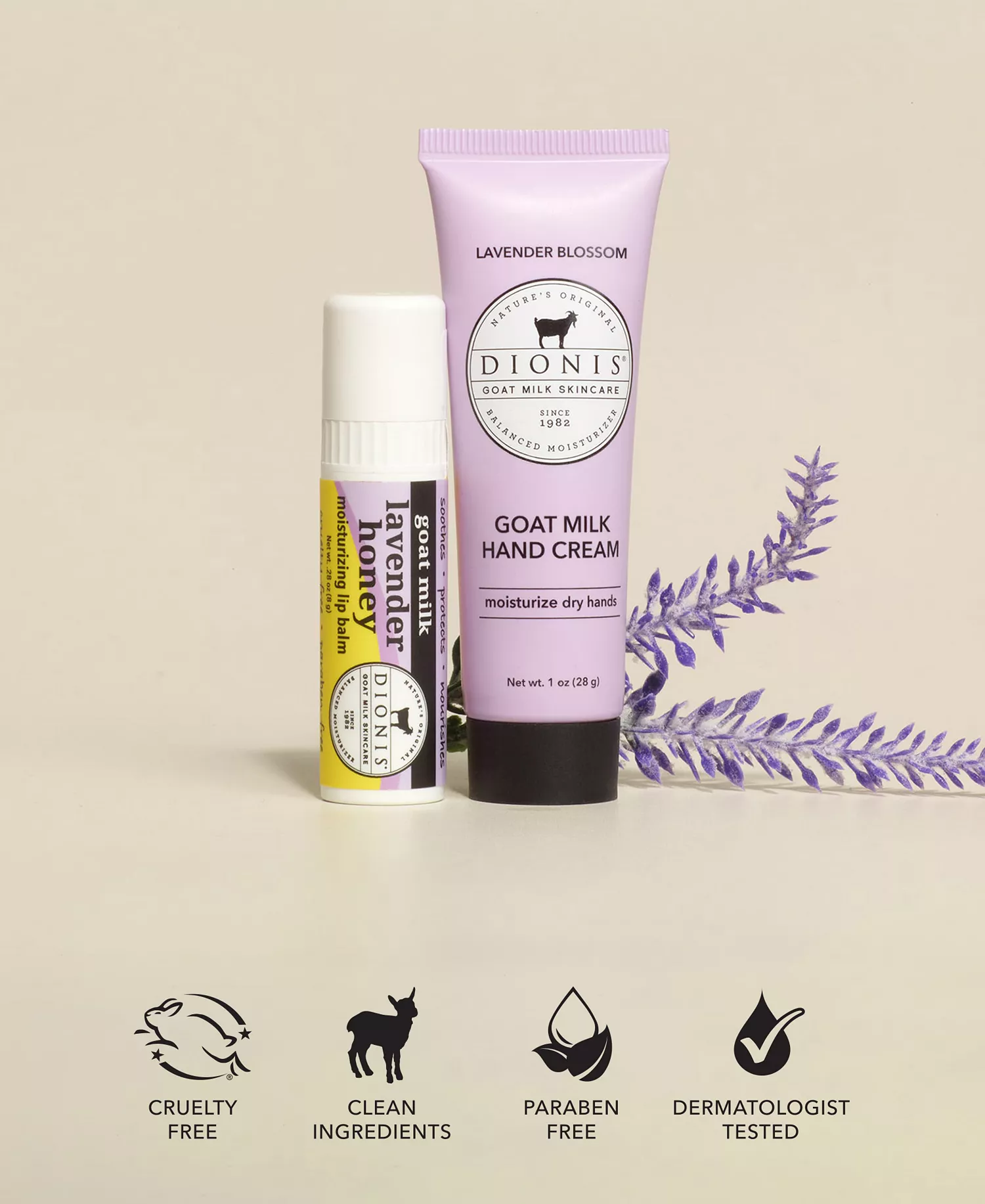 2-Pc. Lavender Honey Goat Milk Lip Balm and Hand Cream Set - No Color - No Size