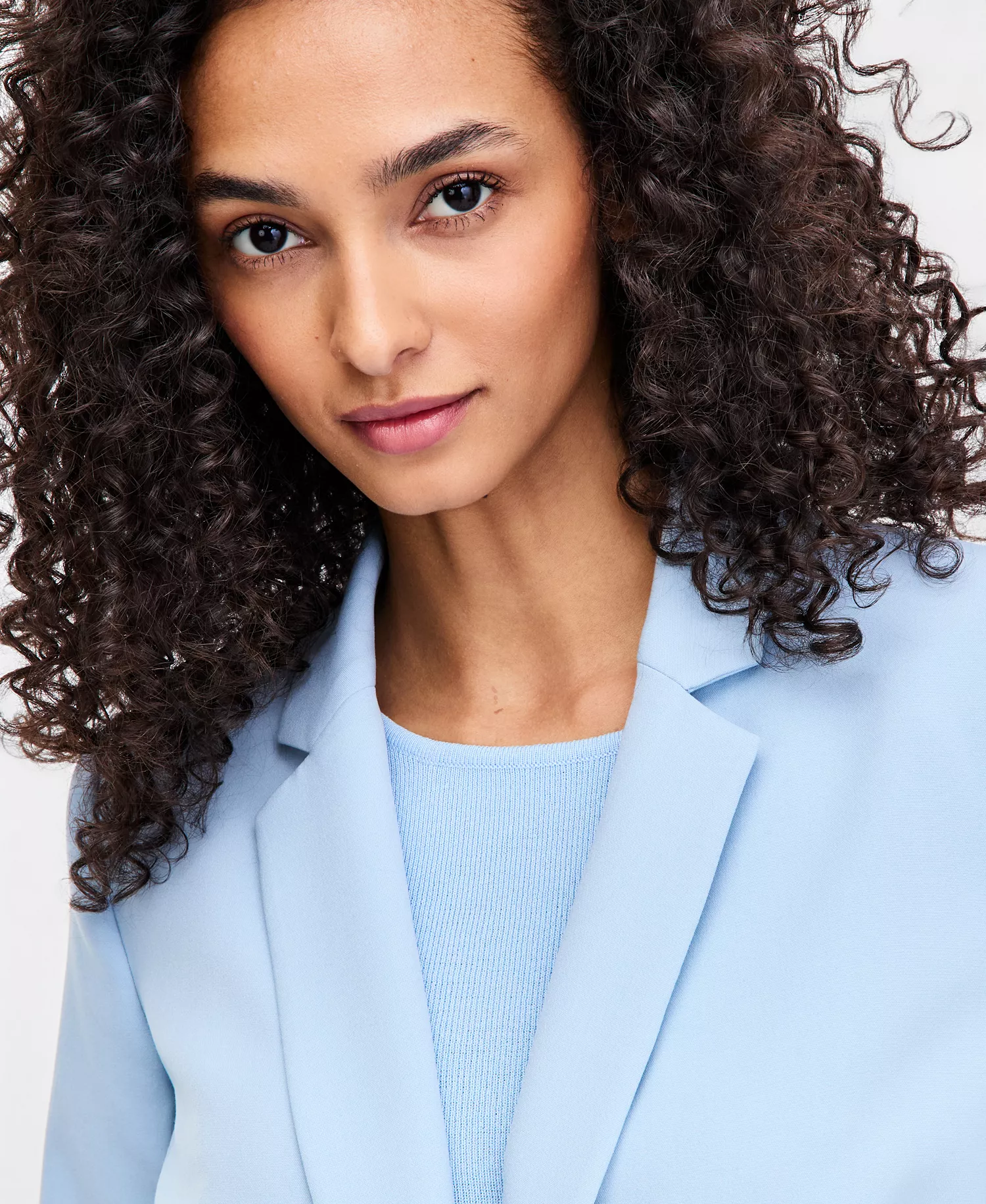 Petite One-Button Peak Lapel Jacket - Ice Blue - 10P